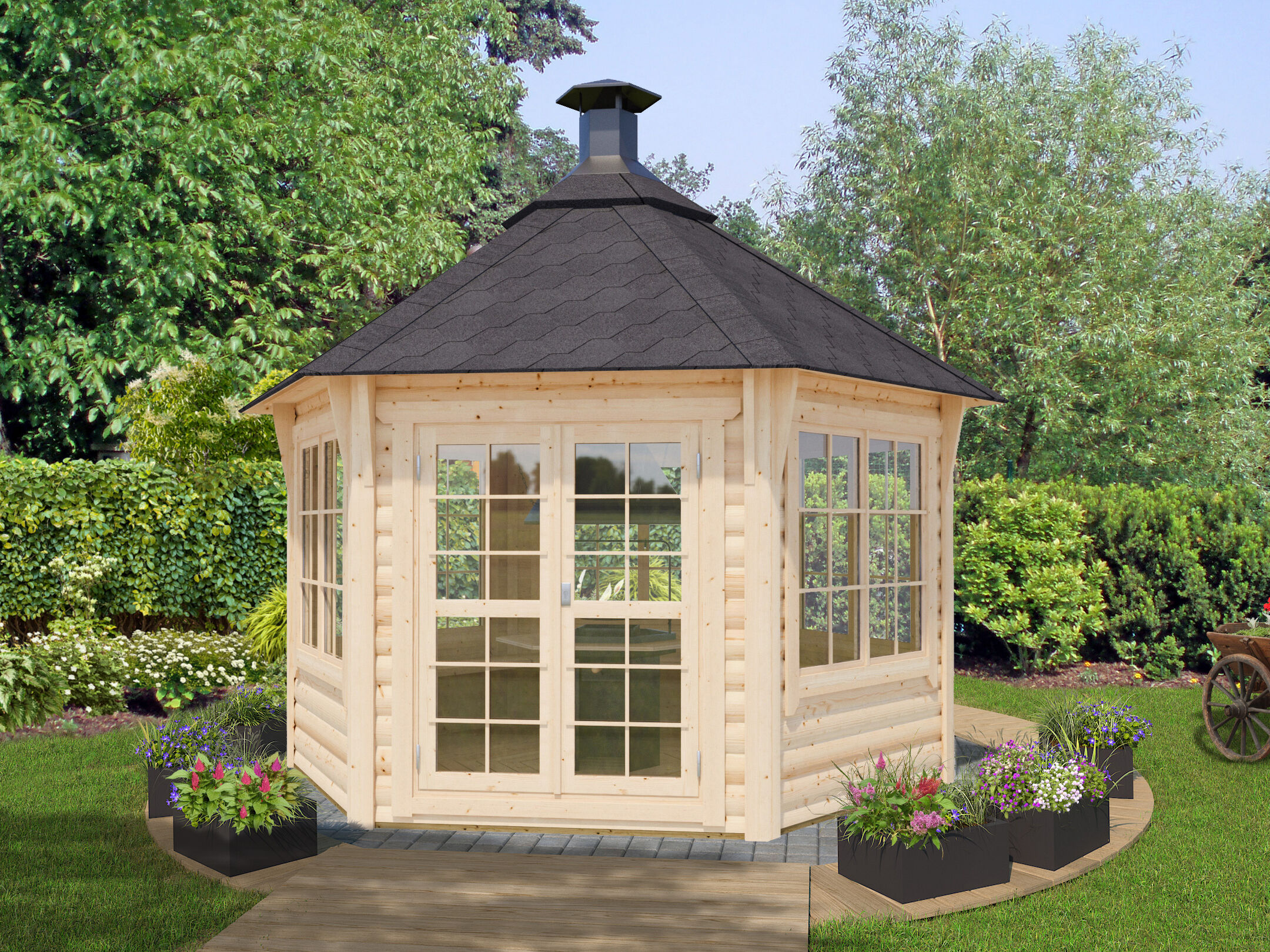 Fjordholz 6-Eck Grillpavillon Modell Hannes 9,0 m² 3x3m | Rabatt: 26 %