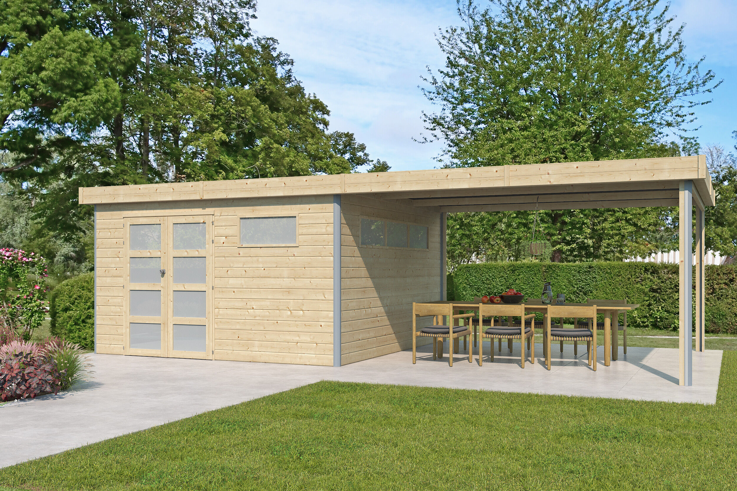 Gartenhaus Alu-Line Modell Kasuko-L mit Anbau 8x4m | Rabatt: 26 %