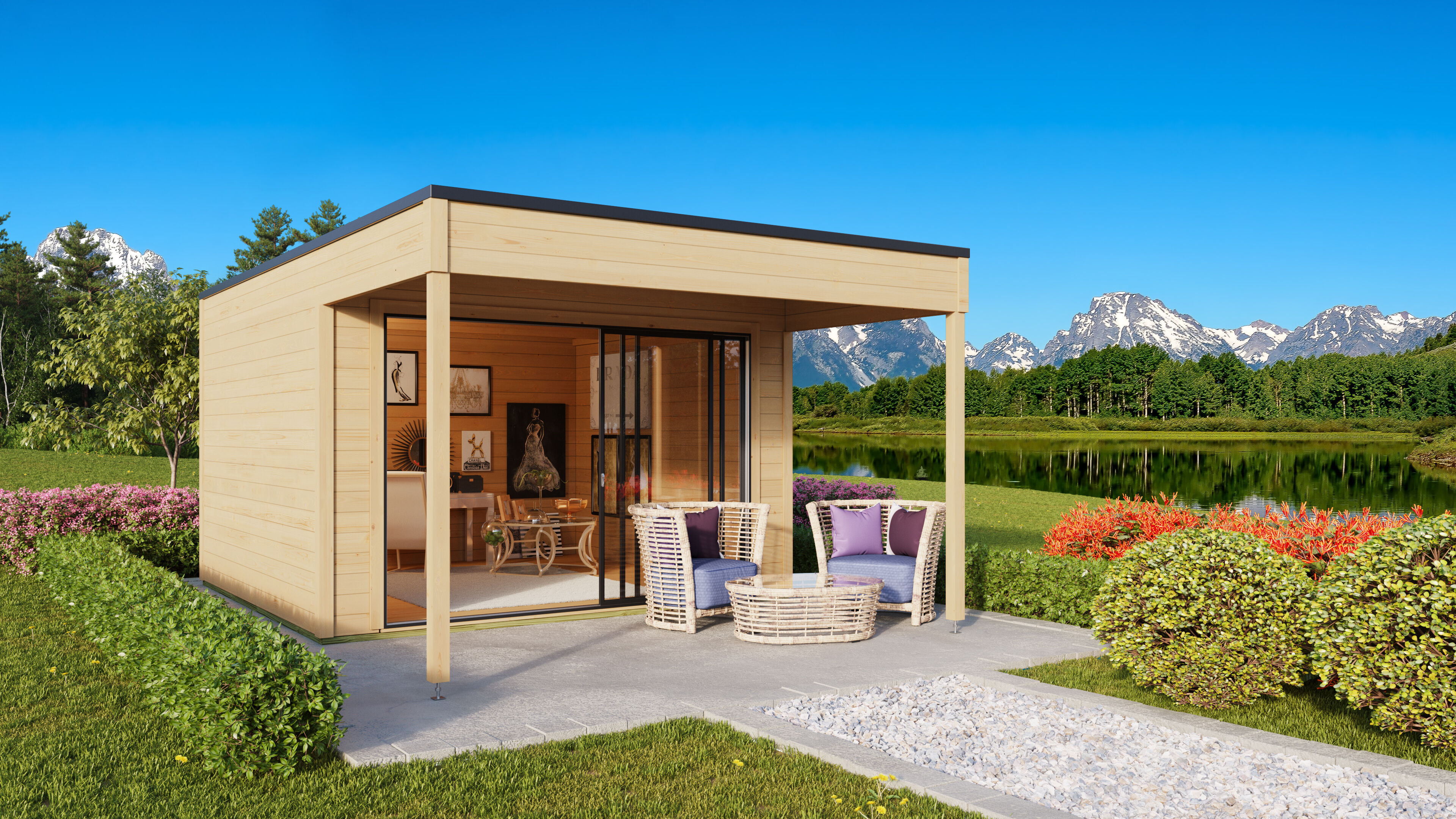Fjordholz Gartenhaus Modell Q-BIC Alu 70 A + VD 5x4m | Rabatt: 26 %