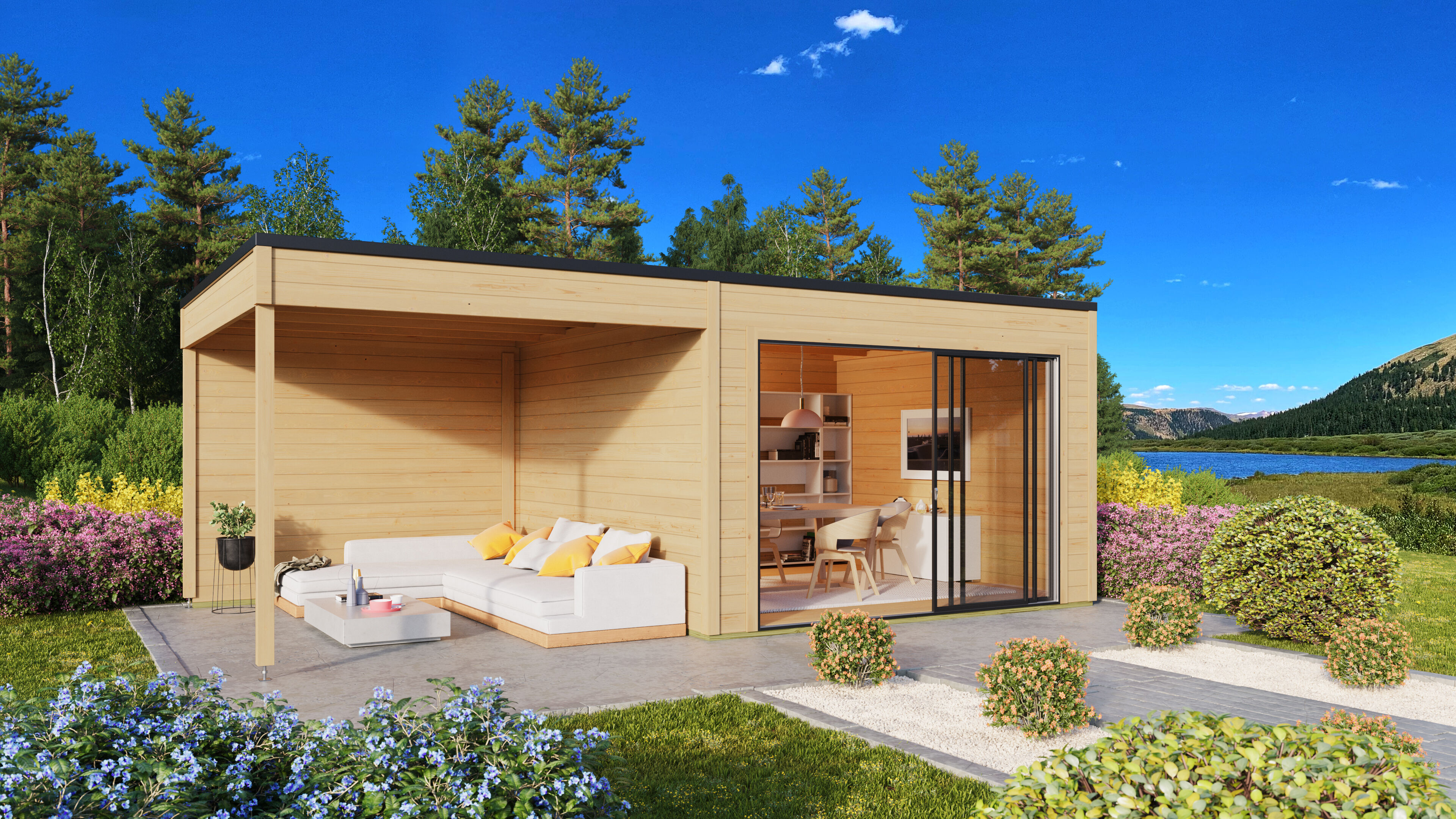 Fjordholz Gartenhaus Modell Q-BIC Alu 44 A + SD 6x4m | Rabatt: 26 %