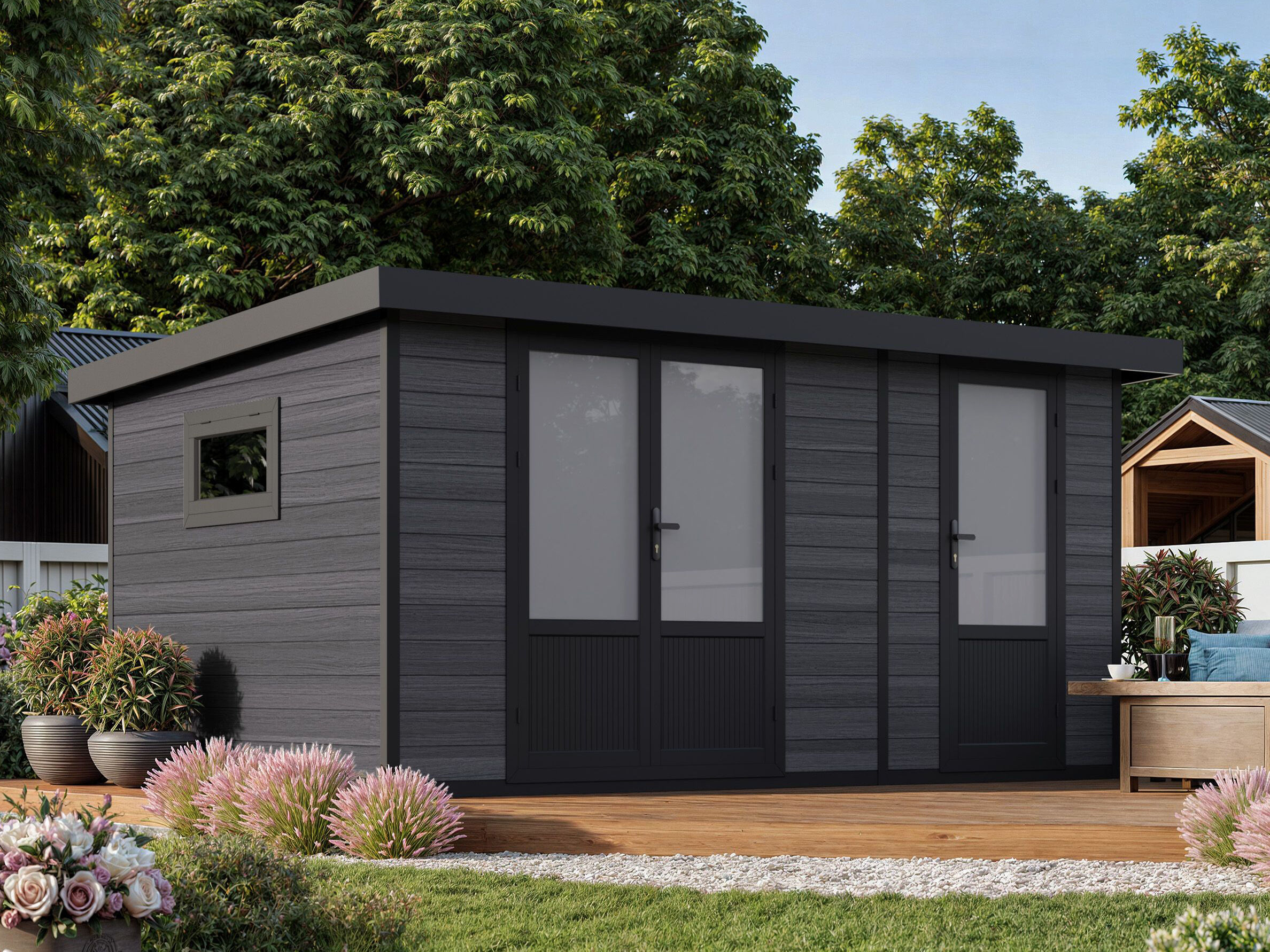 WPC Gartenhaus Modell Style DeLuxe 2-Raum 12,24 m² 4x3m | Rabatt: 29 %