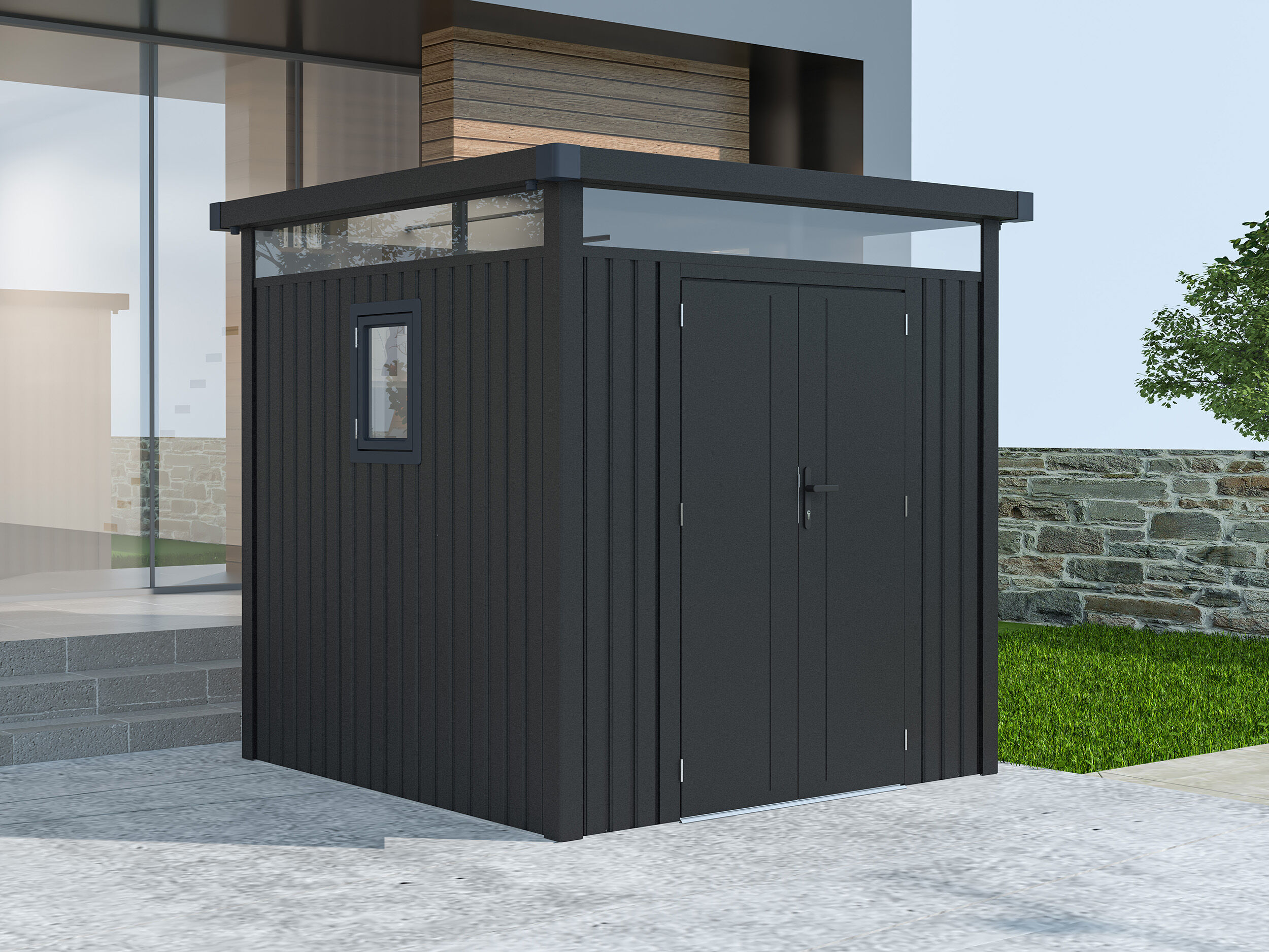 Metall Gerätehaus Modell Style 4,45 m² Anthrazit 2x2m | Rabatt: 37 %
