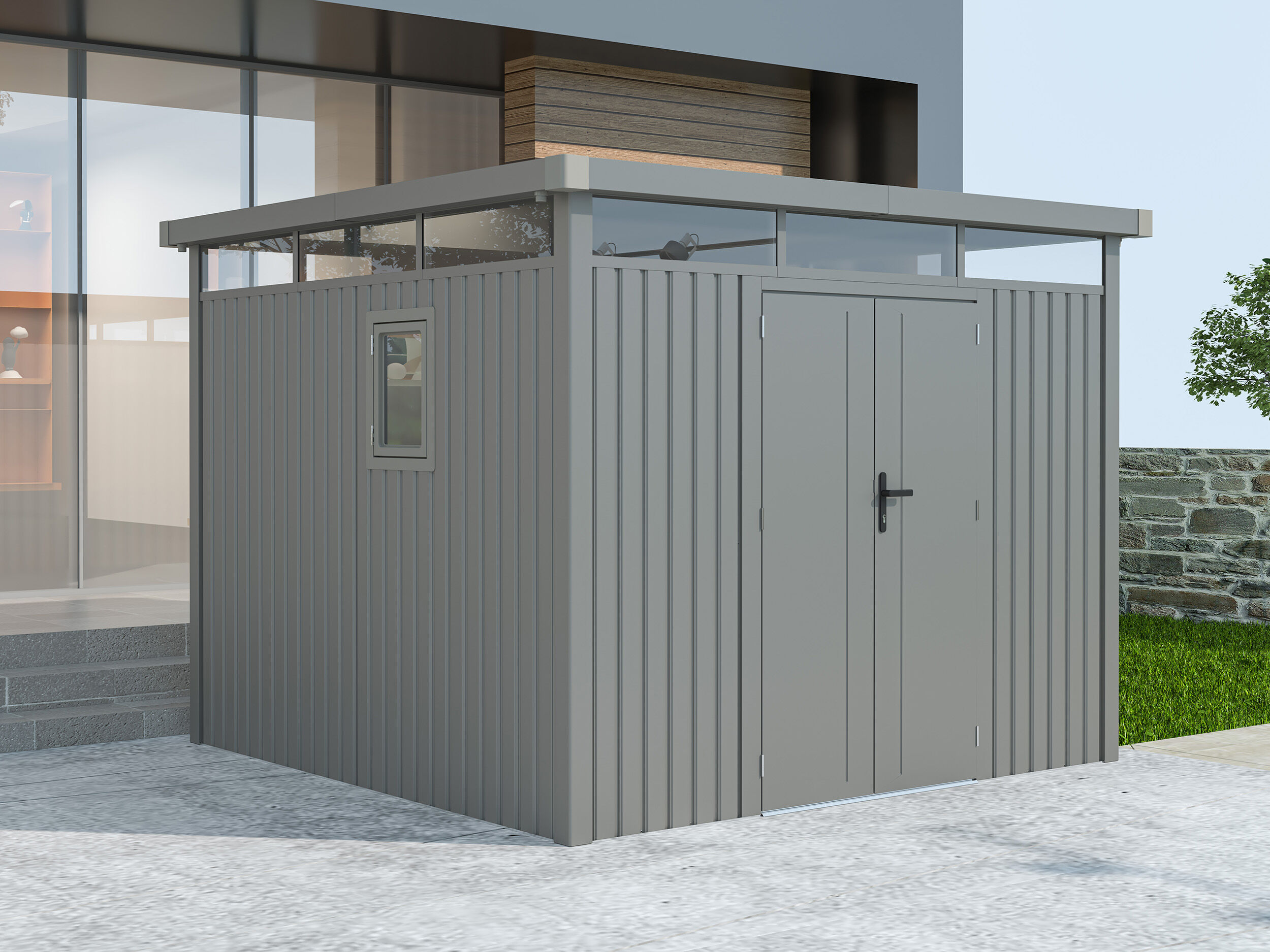 Metall Gerätehaus Modell Style 7,56 m² Aluminium G 3x2m | Rabatt: 39 %