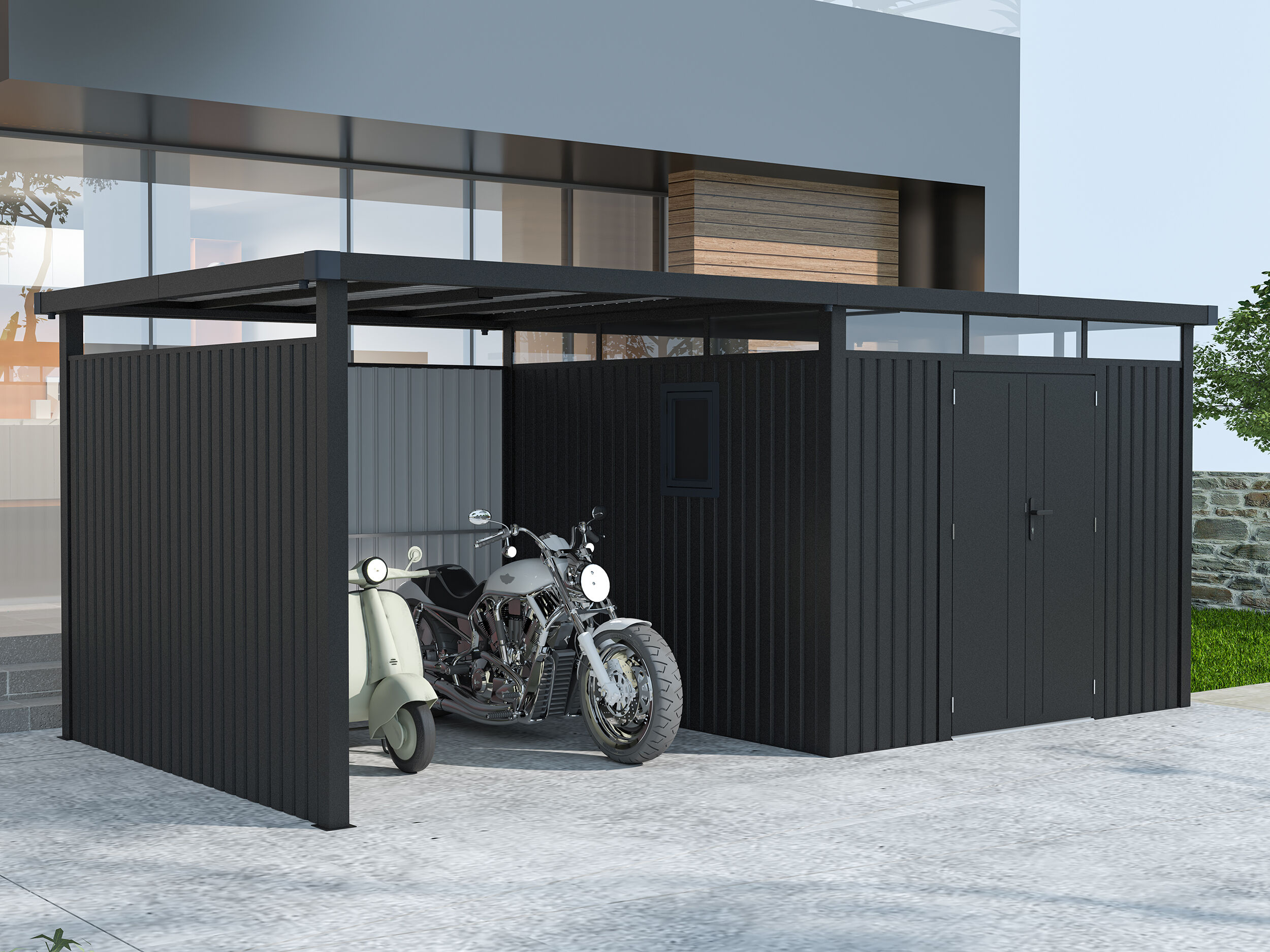 Metall Gerätehaus Modell Style 7,56 m² Spar-Set-2 3x2m | Rabatt: 37 %