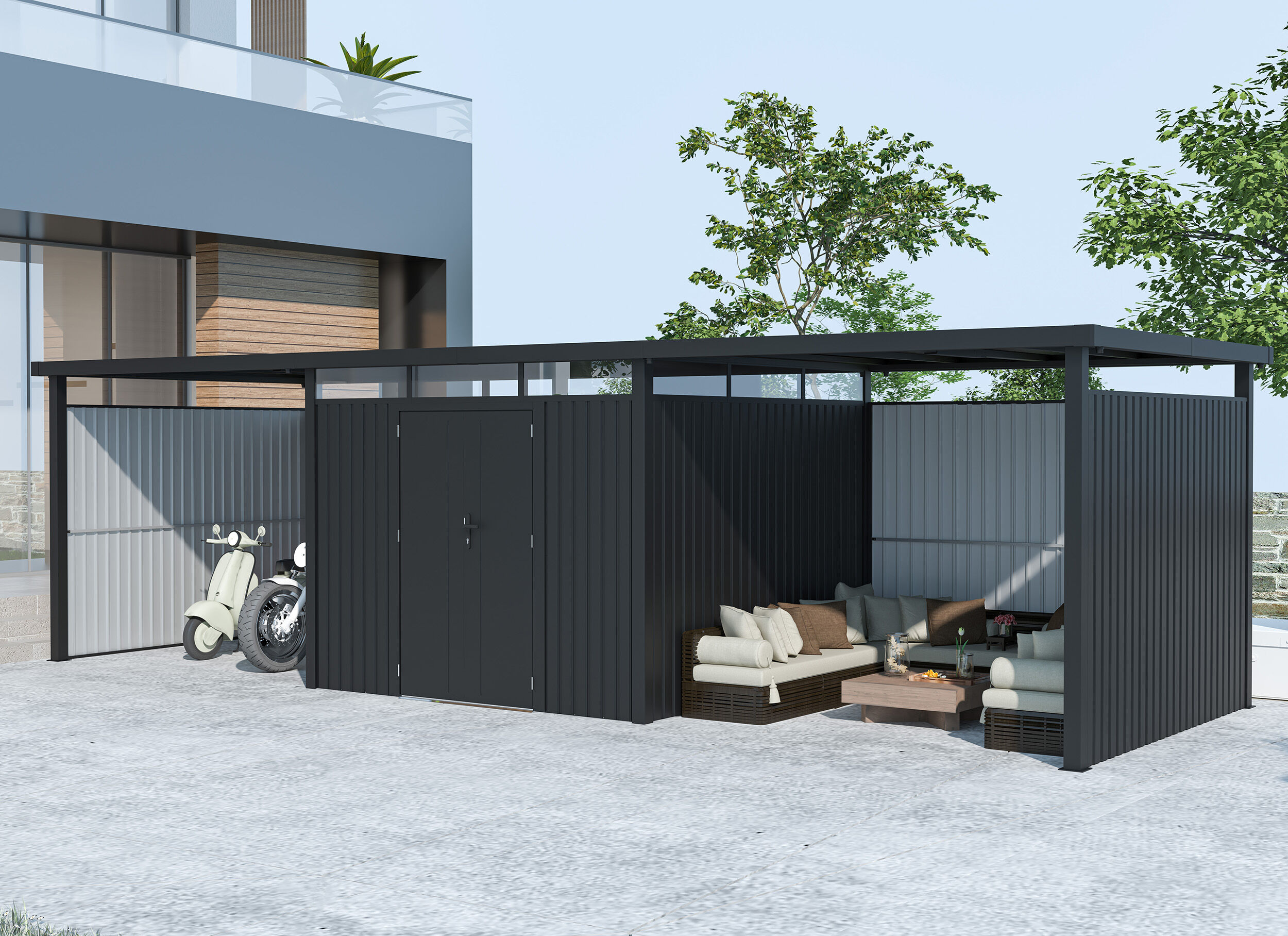 Metall Gerätehaus Modell Style 7,56 m² Spar-Set-4 4x2m | Rabatt: 37 %