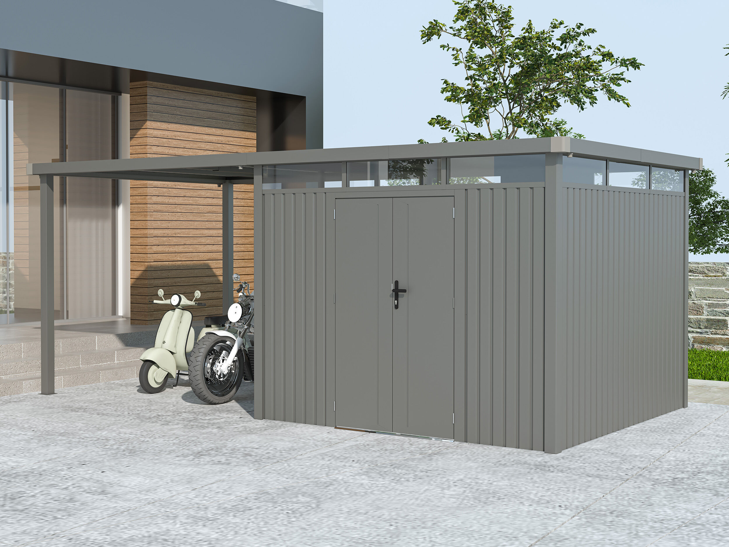 Metall Gerätehaus Modell Style 7,56 m² Spar-Set-1 3x2m | Rabatt: 38 %