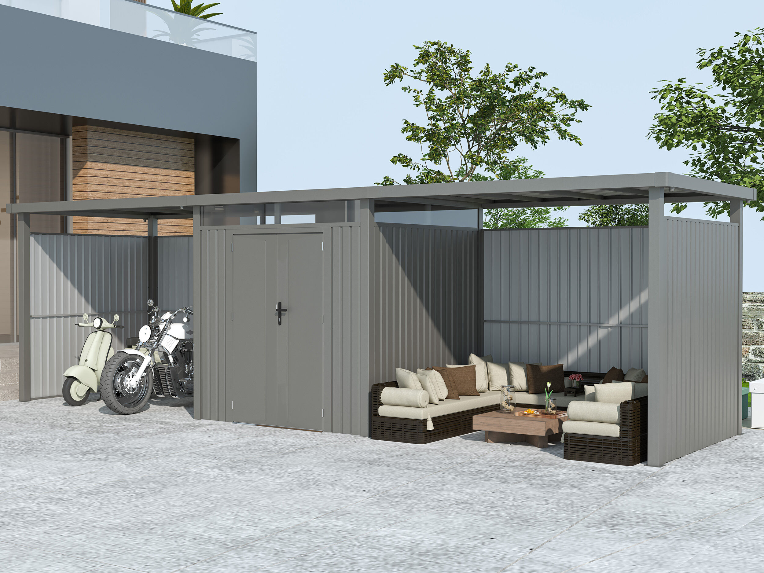 Metall Gerätehaus Modell Style 4,45 m² Spar-Set 4 3x2m | Rabatt: 33 %