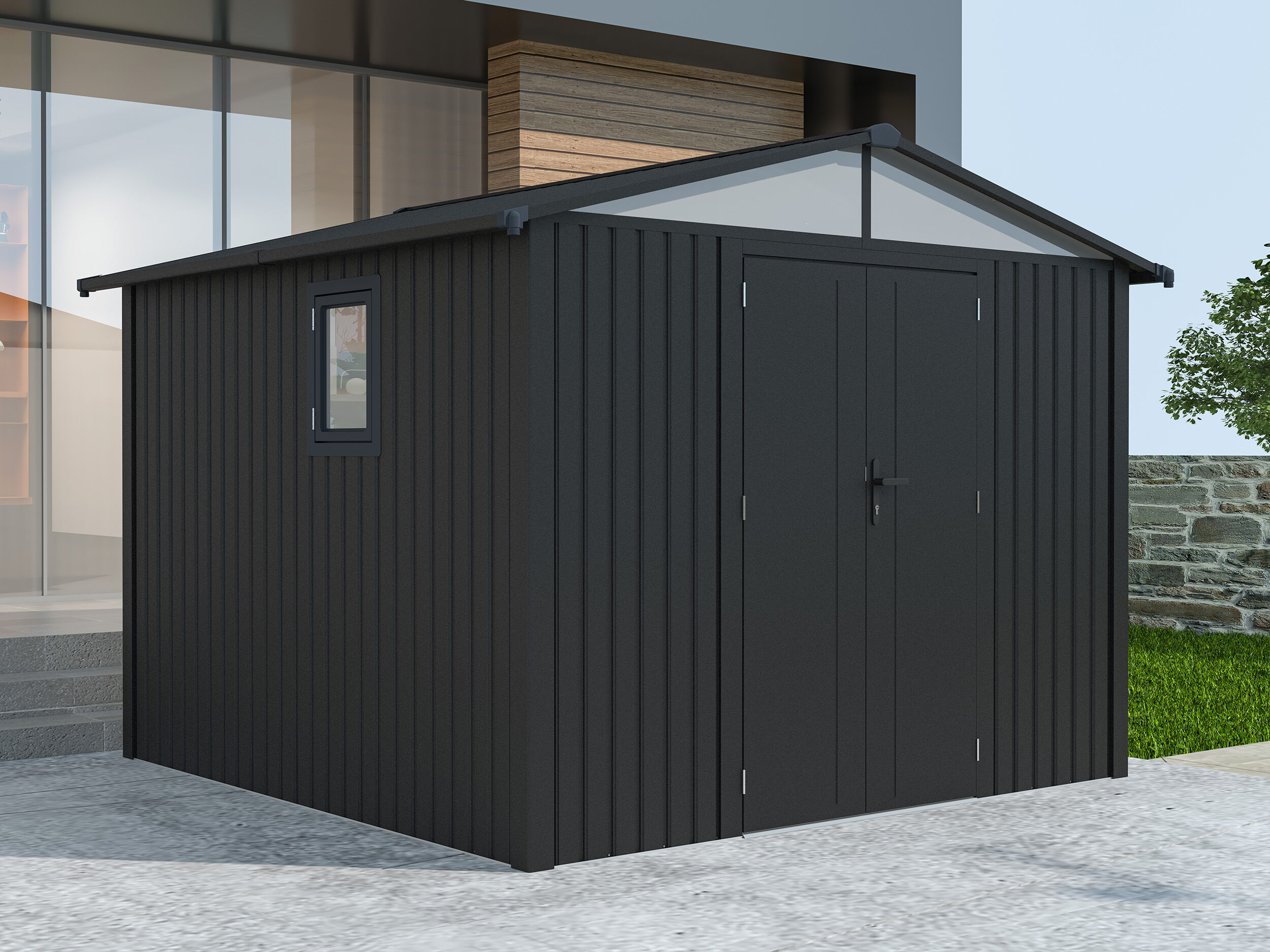 Metall Gerätehaus Modell Trend 7,56 m² Anthrazit 3x2m | Rabatt: 42 %