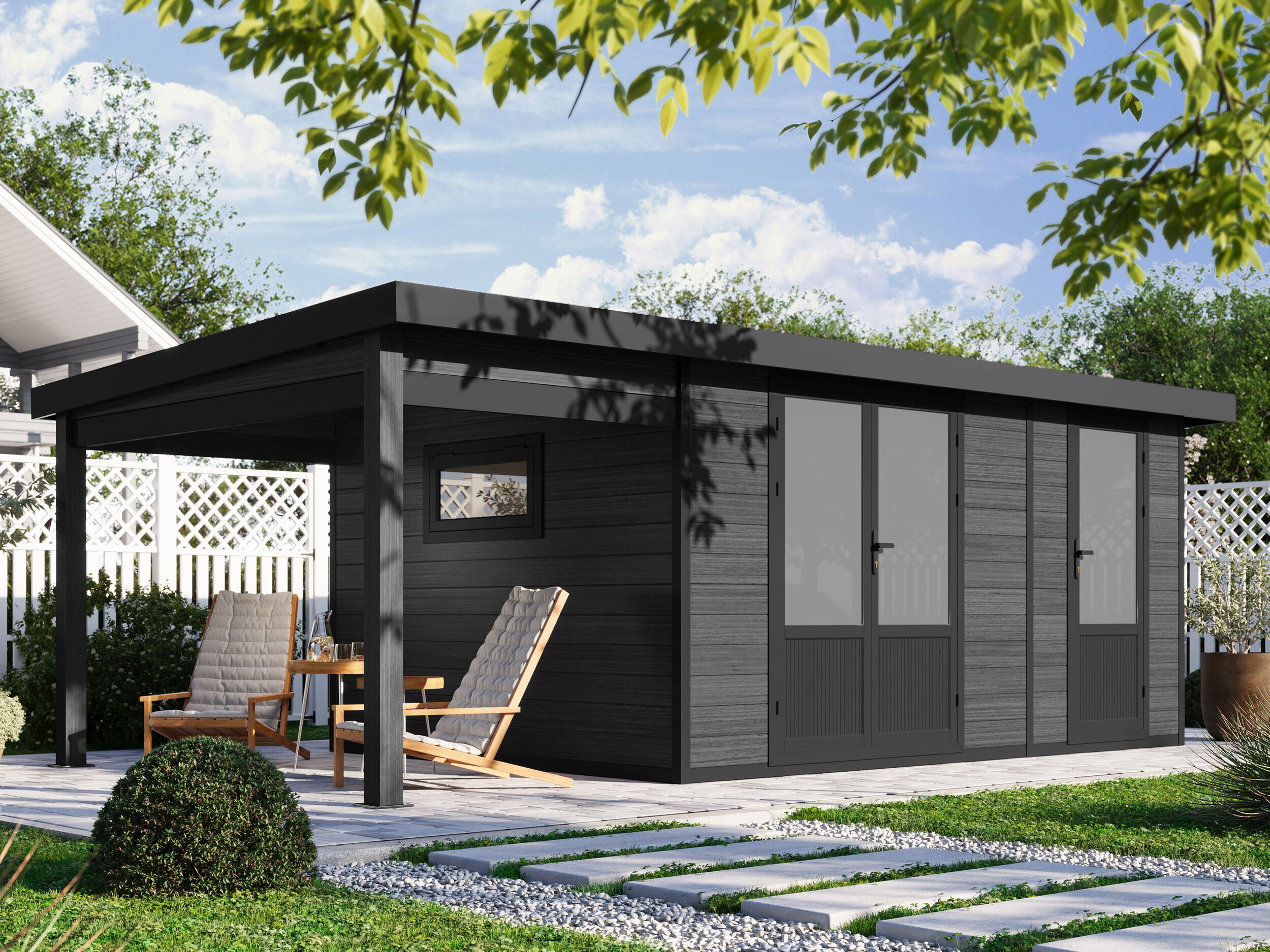 WPC Gartenhaus Modell Style DeLuxe 2-Raum mit Seit 6x3m | Rabatt: 26 %