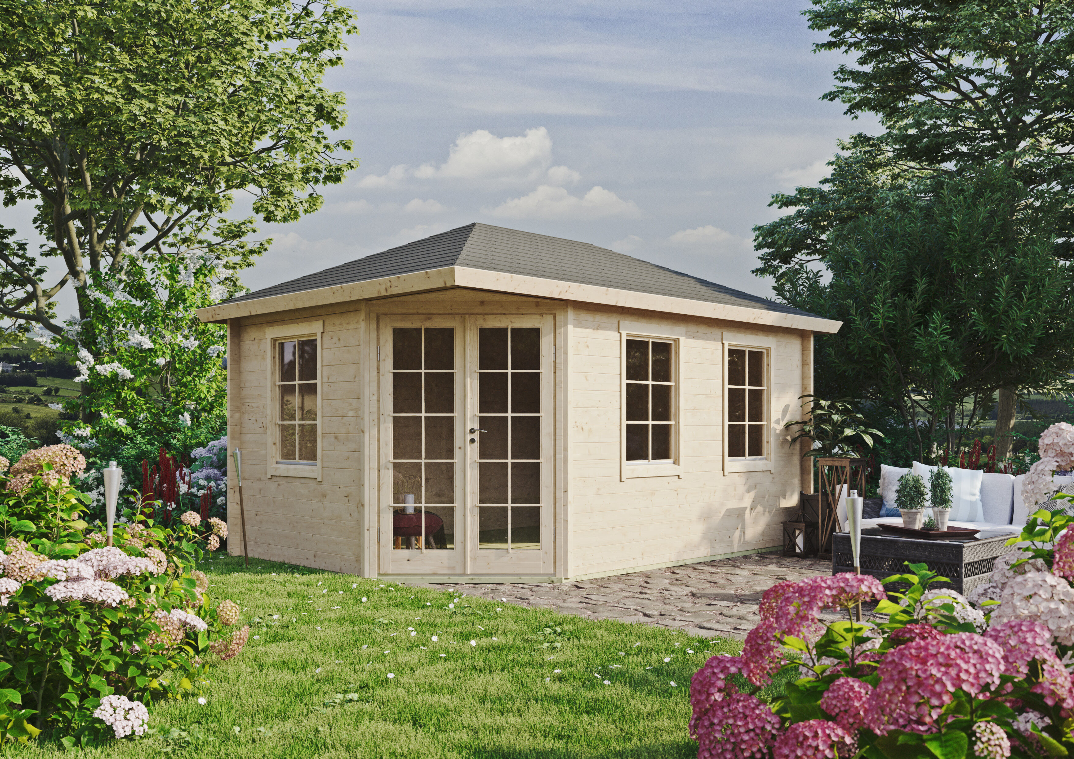 Fjordholz Gartenhaus Modell Kiano 44 D 4x3m | Rabatt: 26 %
