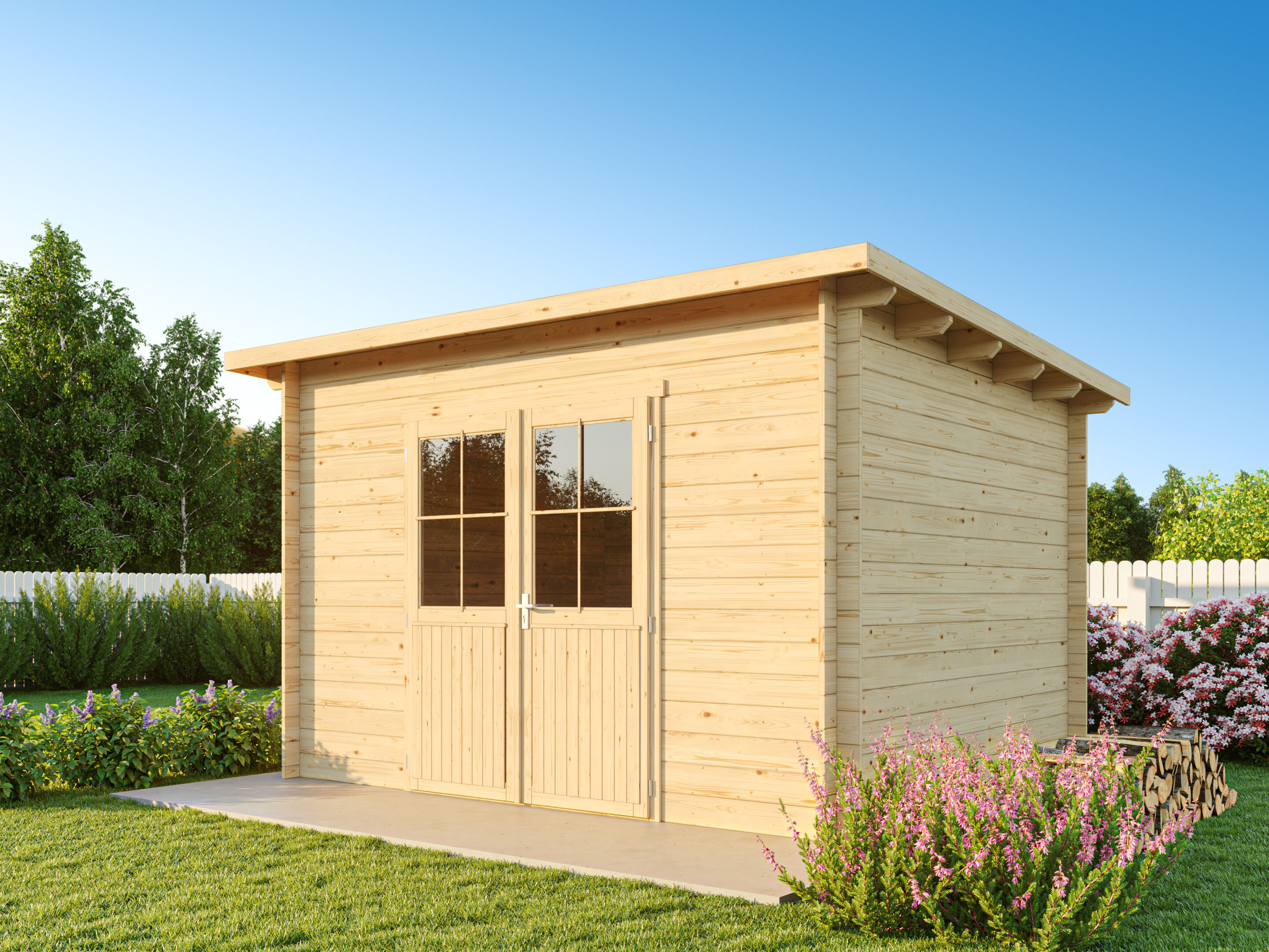 Fjordholz Pultdach Gartenhaus Modell Ezra 4D natur 3x3m | Rabatt: 26 %