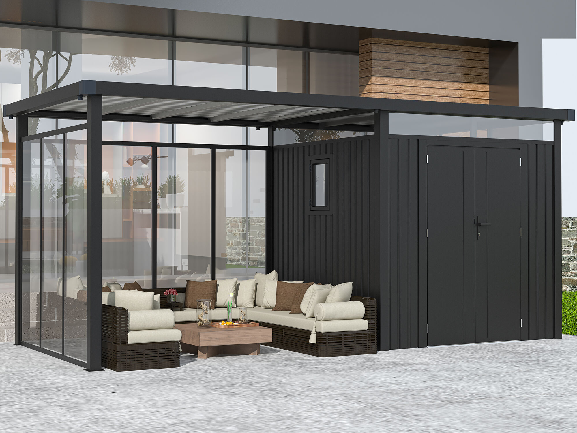 Metall Gerätehaus Modell Style 4,45 m² Spar-Set 5 4x3m | Rabatt: 34 %