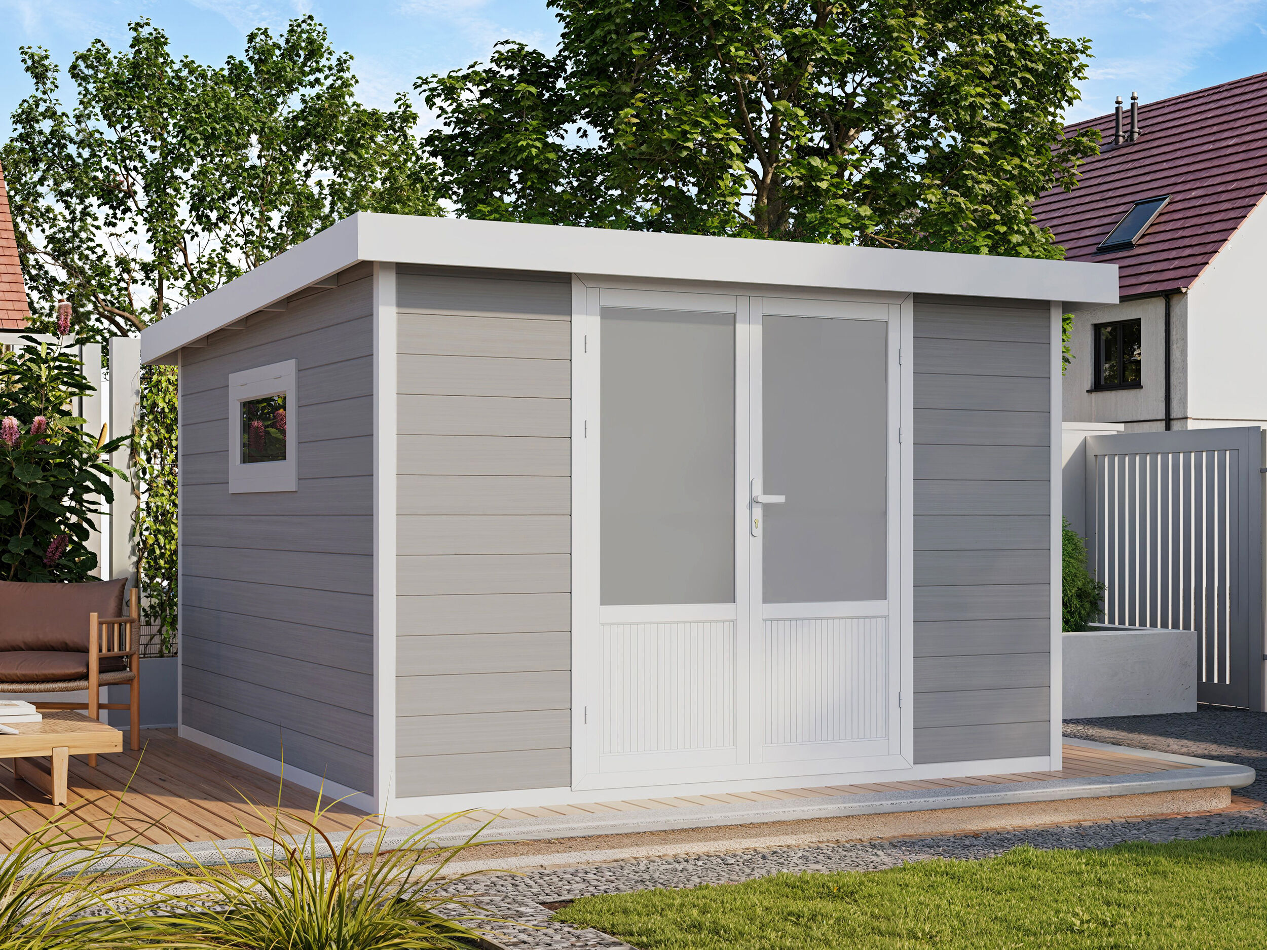 WPC Gartenhaus Modell Ligno White 8,4 m² 3x3m | Rabatt: 26 %