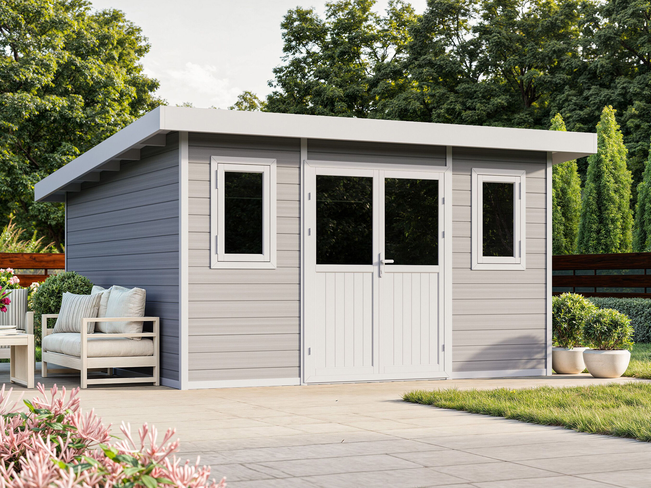 WPC Gartenhaus Modell Nexo White 15,0 m² 5x3m | Rabatt: 29 %
