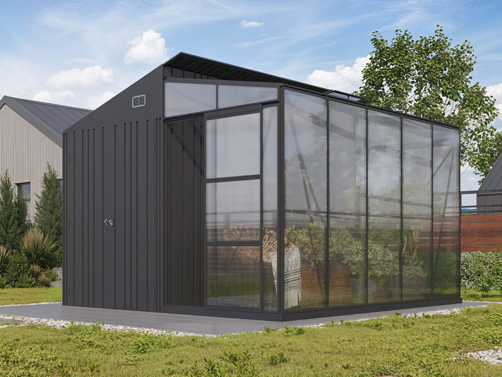 Kombi Gewächs- und Gerätehaus Modell Greenstore 8, 4x3m | Rabatt: 34 %