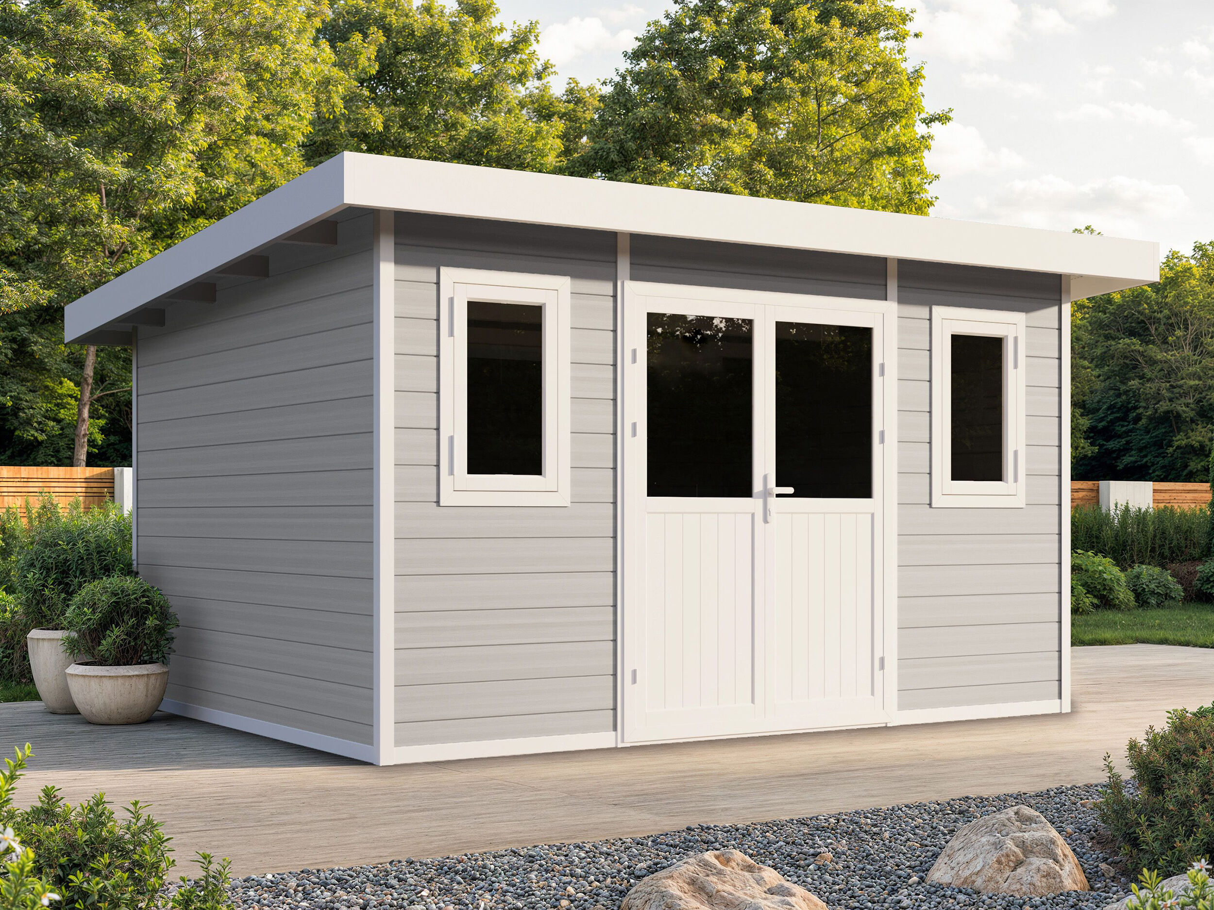 WPC Gartenhaus Modell Nexo White 11,28 m² 4x3m | Rabatt: 30 %