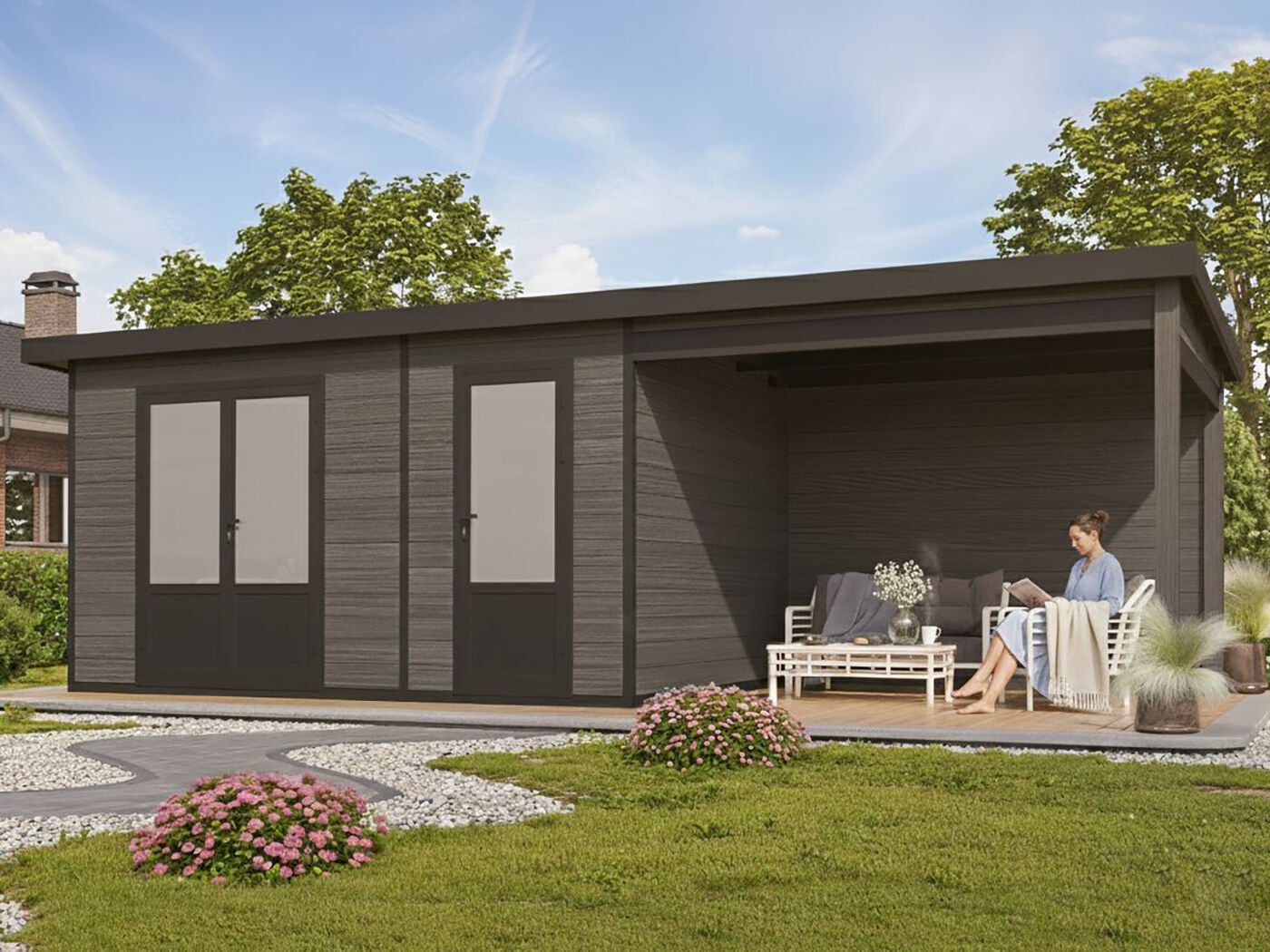 WPC Gartenhaus Modell Style DeLuxe 2-Raum mit Loun 6x3m | Rabatt: 26 %