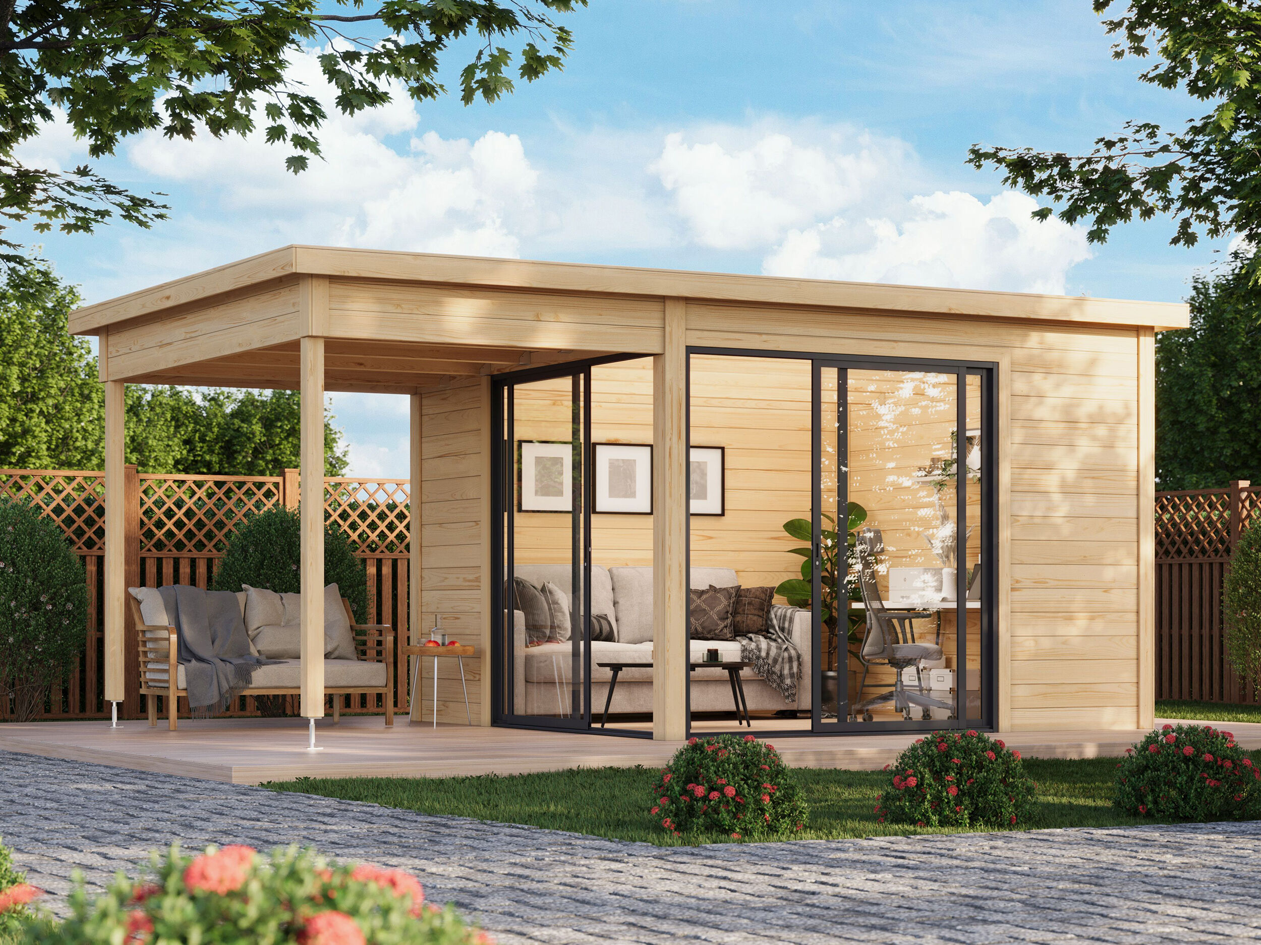 Fjordholz Gartenhaus Modell Office IsoSlide 1 SD 5x3m | Rabatt: 26 %