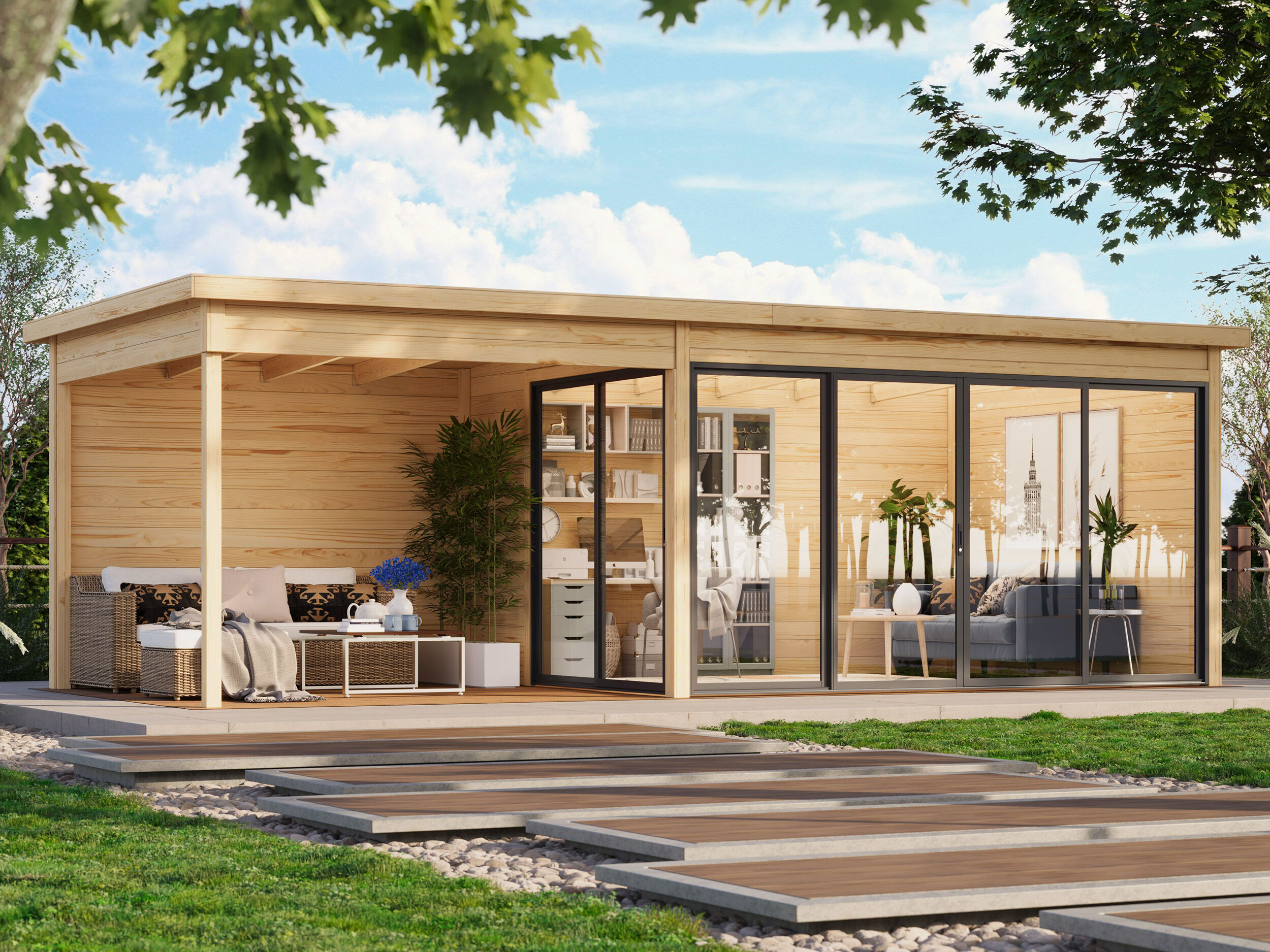 Fjordholz Gartenhaus Modell Office IsoSlide 3 SD 7x3m | Rabatt: 26 %