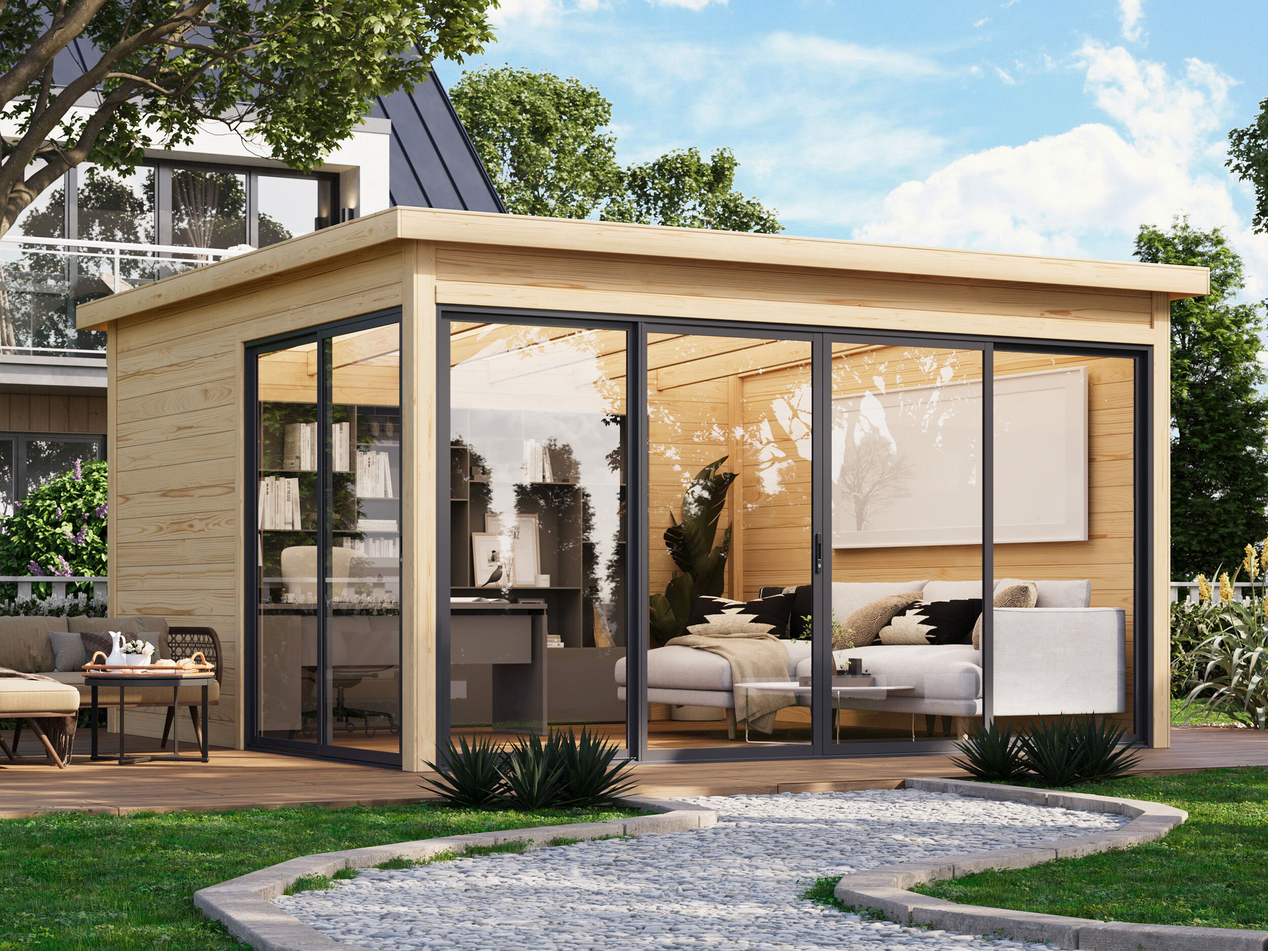 Fjordholz Gartenhaus Modell Office IsoSlide 4 4x4m | Rabatt: 26 %