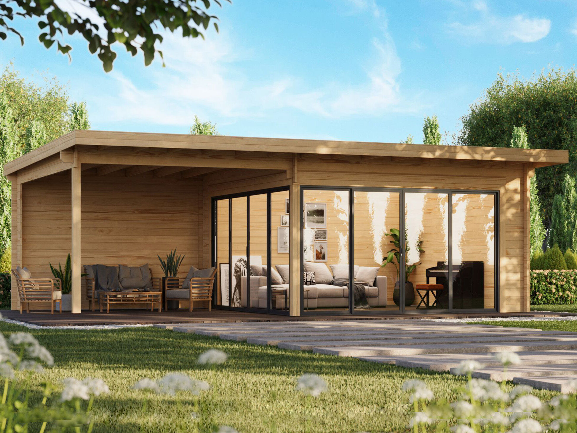 Fjordholz Gartenhaus Modell Office IsoSlide 10 SD 8x5m | Rabatt: 26 %