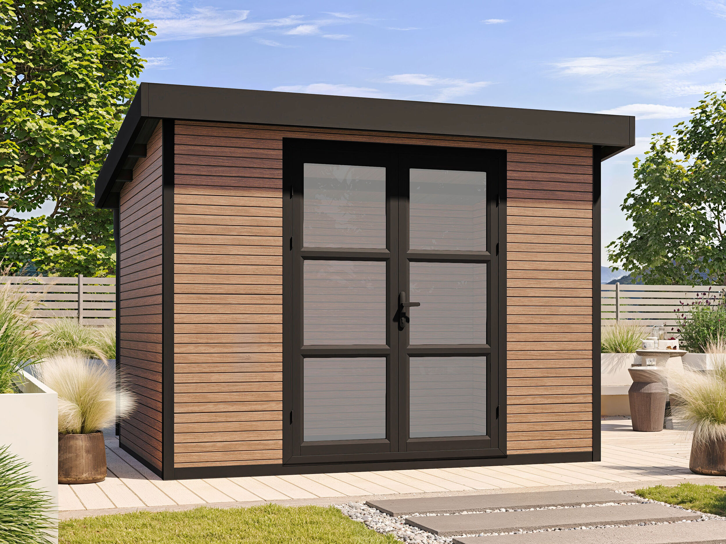 WPC Gartenhaus Modell FineLine 8,4 m² Teak 3x3m | Rabatt: 26 %