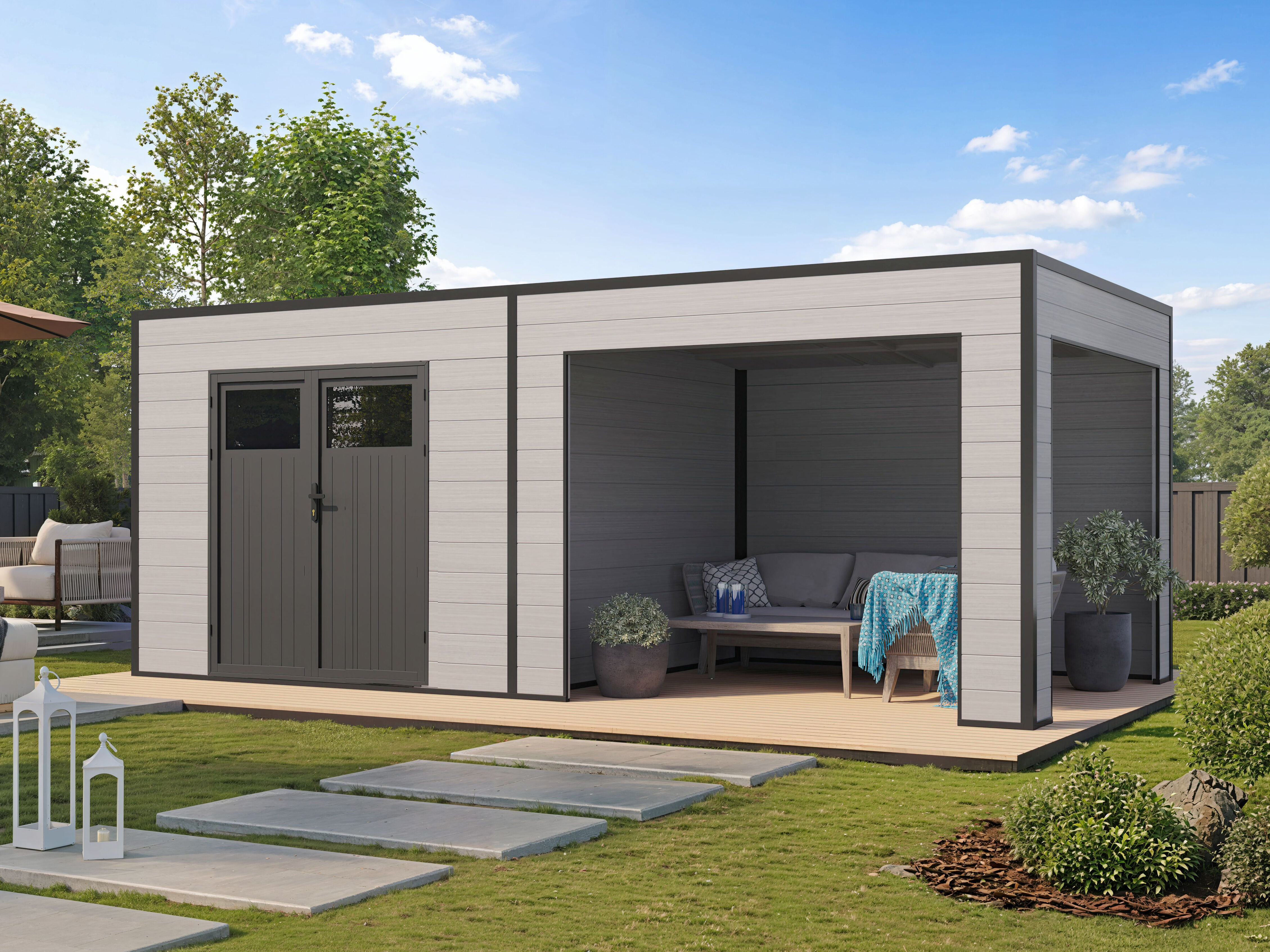 WPC Gartenhaus Modell Cubus Lounge 16,25 m² 5x3m | Rabatt: 26 %
