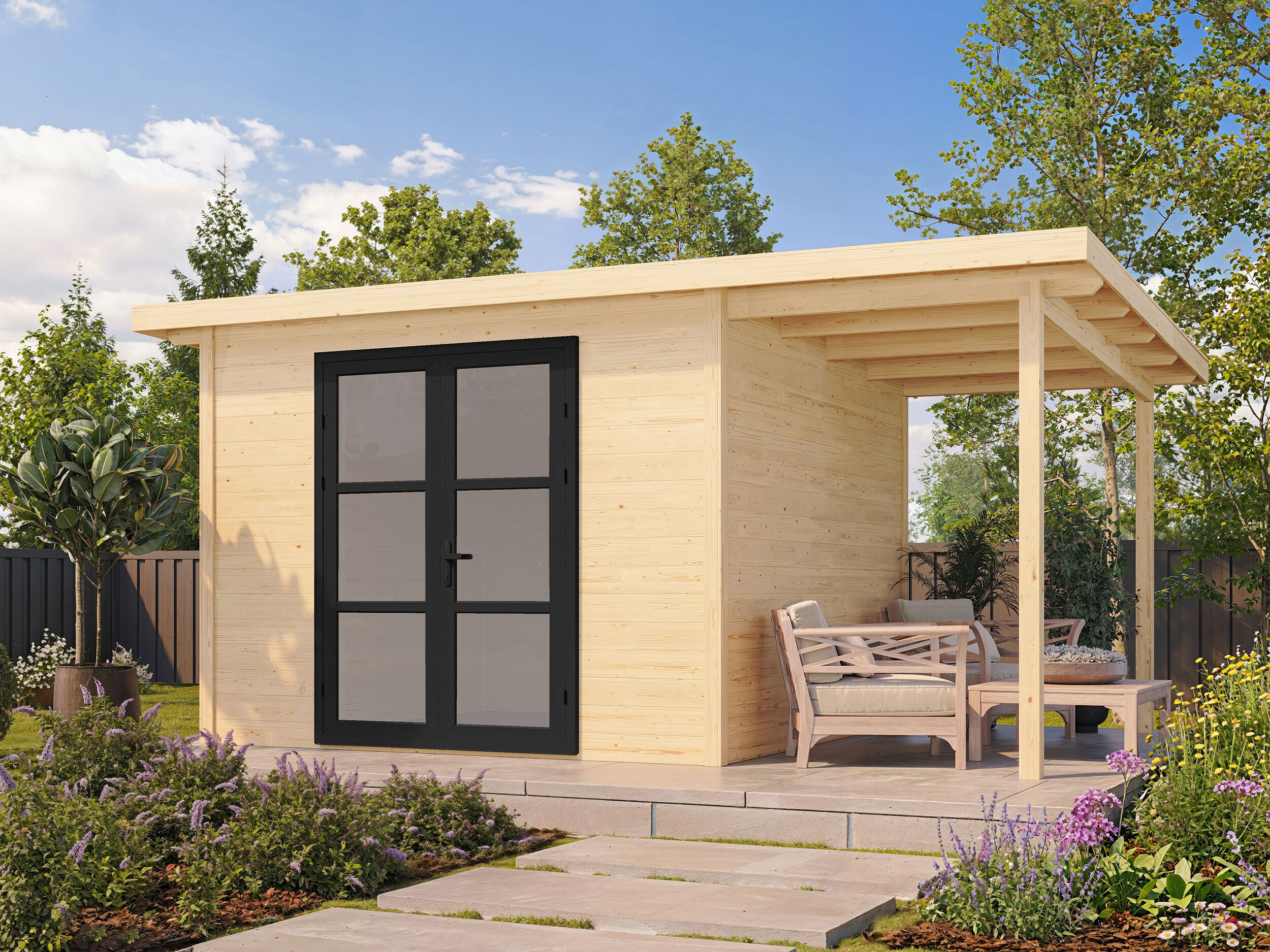 Fjordholz Gartenhaus Modell Alu Line 28-B 3x3m | Rabatt: 26 %
