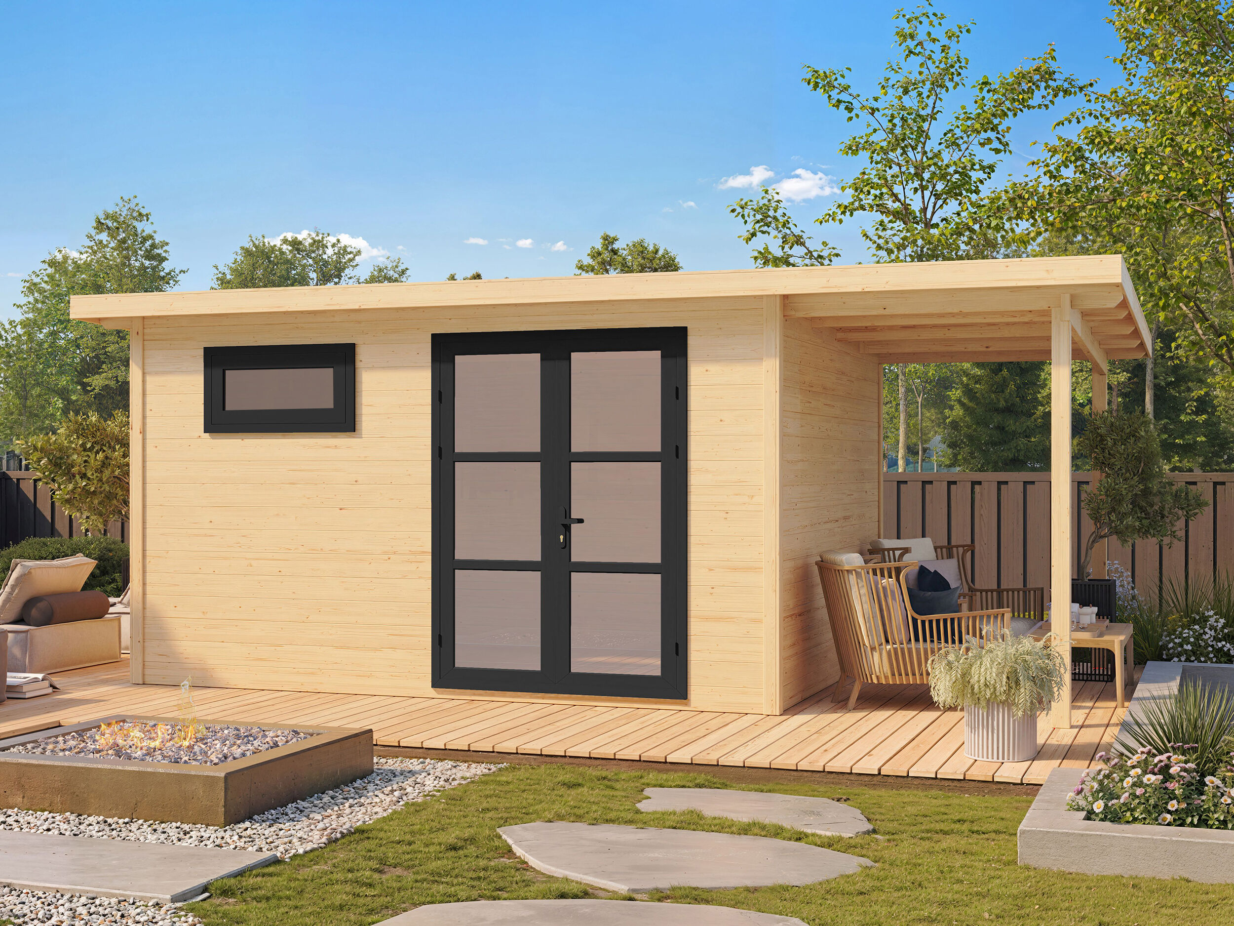 Fjordholz Gartenhaus Modell Alu Line 28-E 4x3m | Rabatt: 26 %