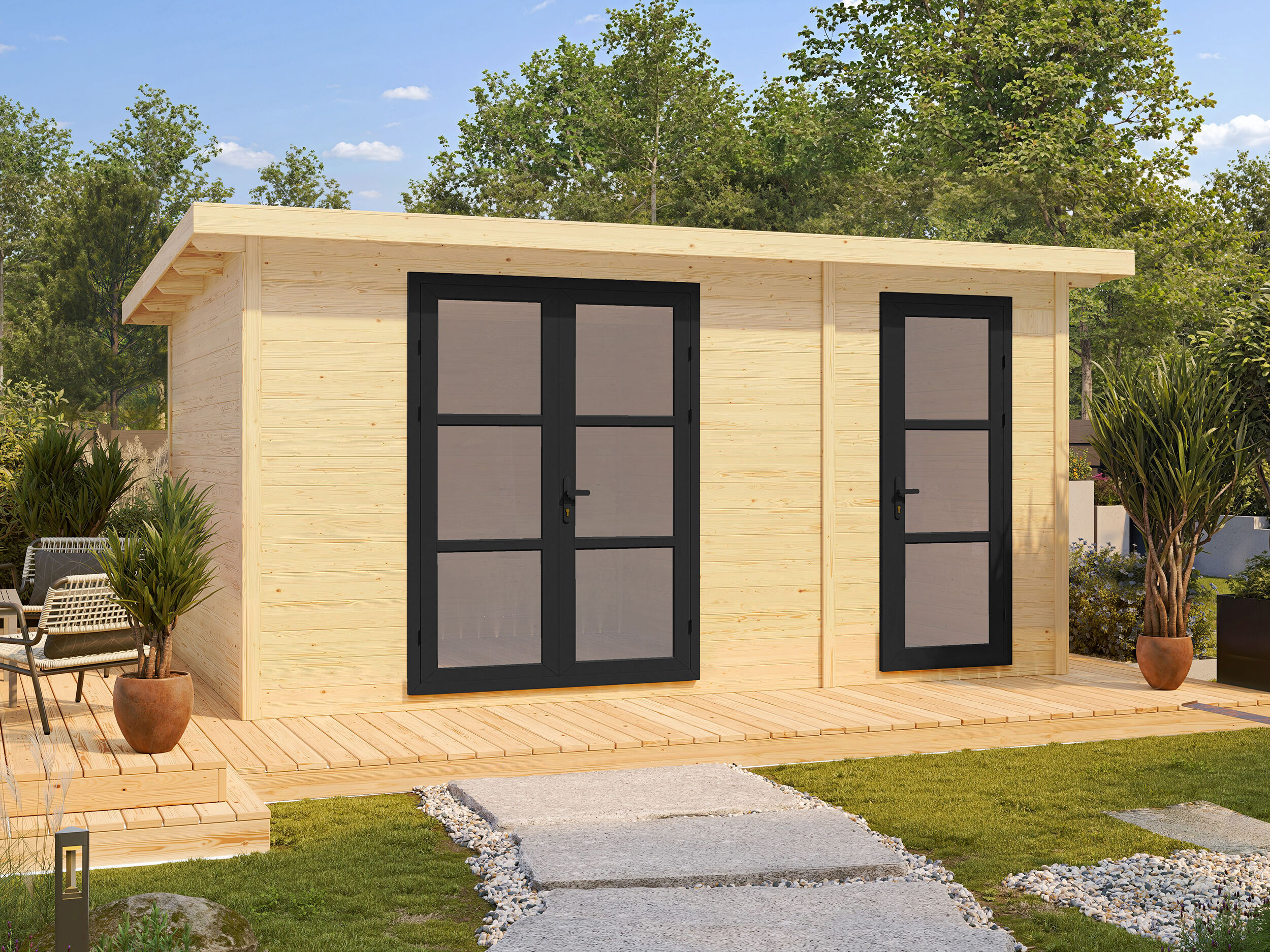 Fjordholz Gartenhaus Modell Alu Line 28-F 4x3m | Rabatt: 26 %
