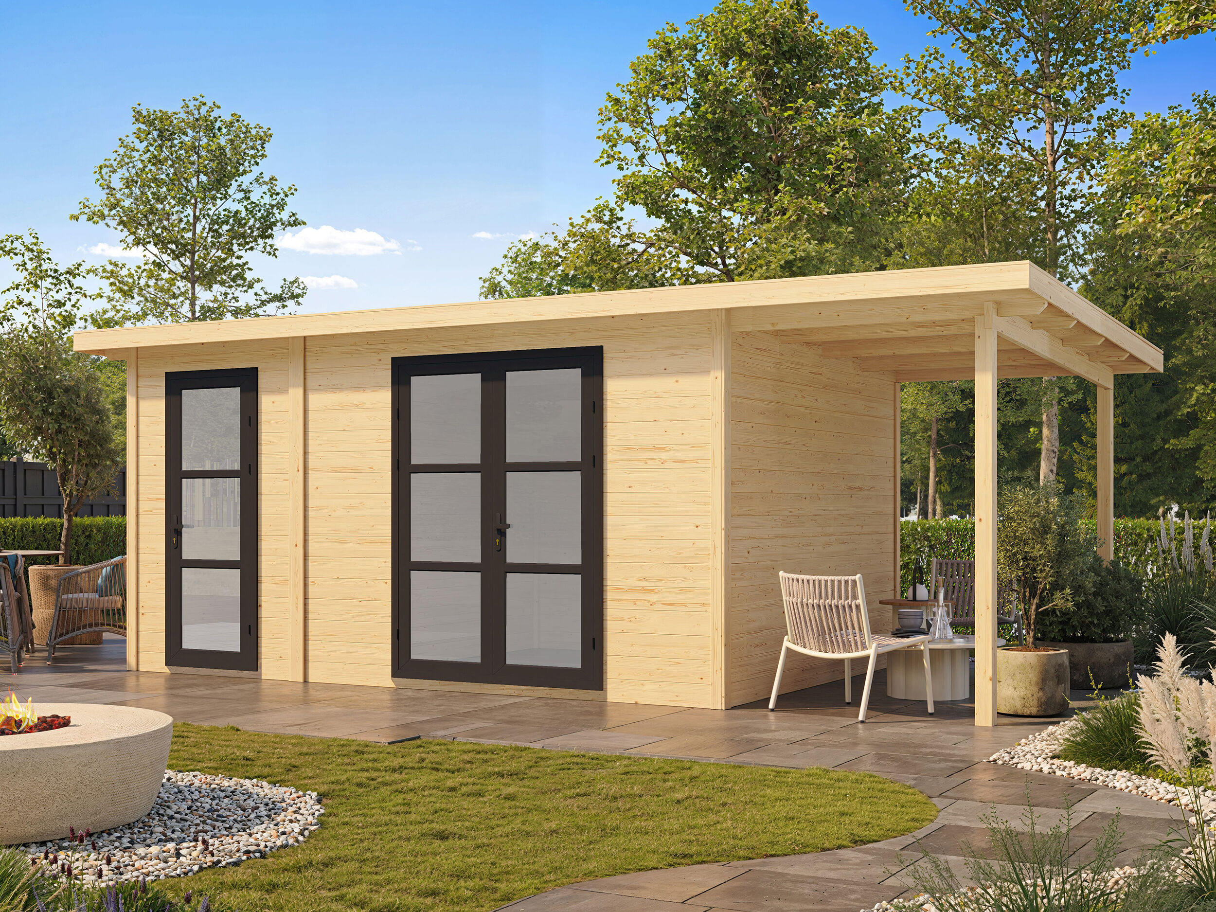 Fjordholz Gartenhaus Modell Alu Line 28-G 4x4m | Rabatt: 26 %