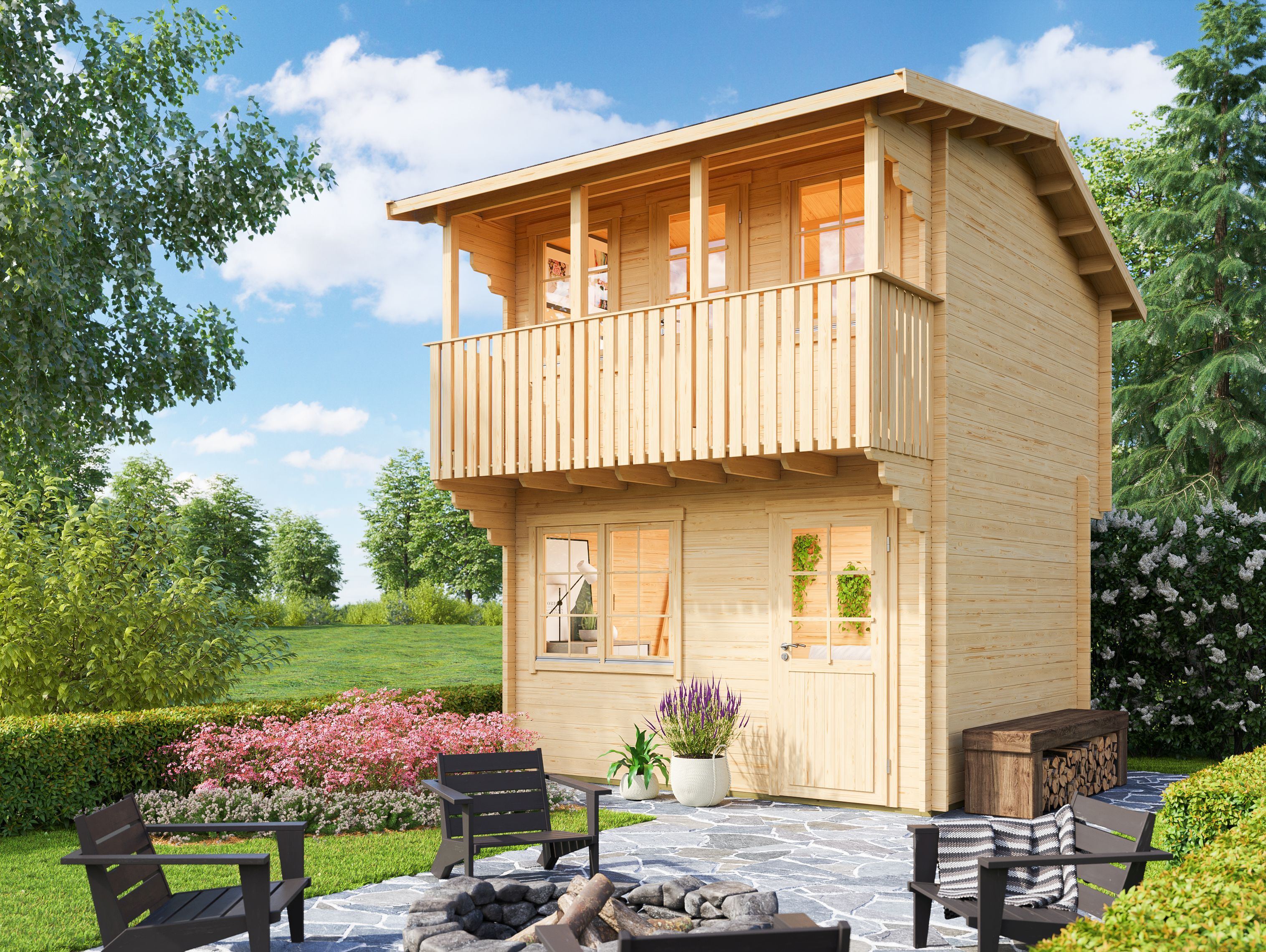 2-stöckiges Fjordholz Satteldach Gartenhaus Modell 4x3m | Rabatt: 26 %