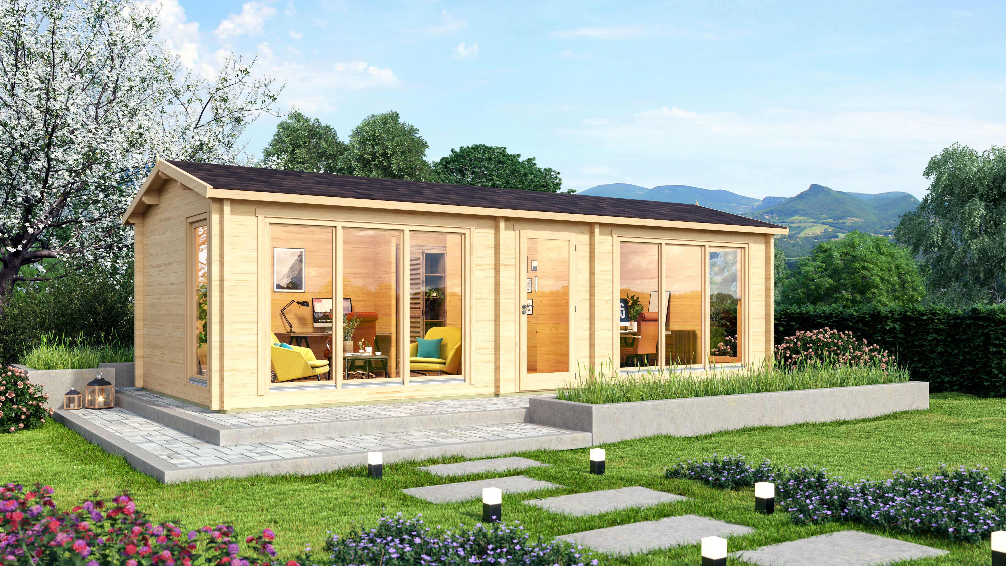 Fjordholz Gartenhaus Modell Officehouse 44 7x4m | Rabatt: 26 %