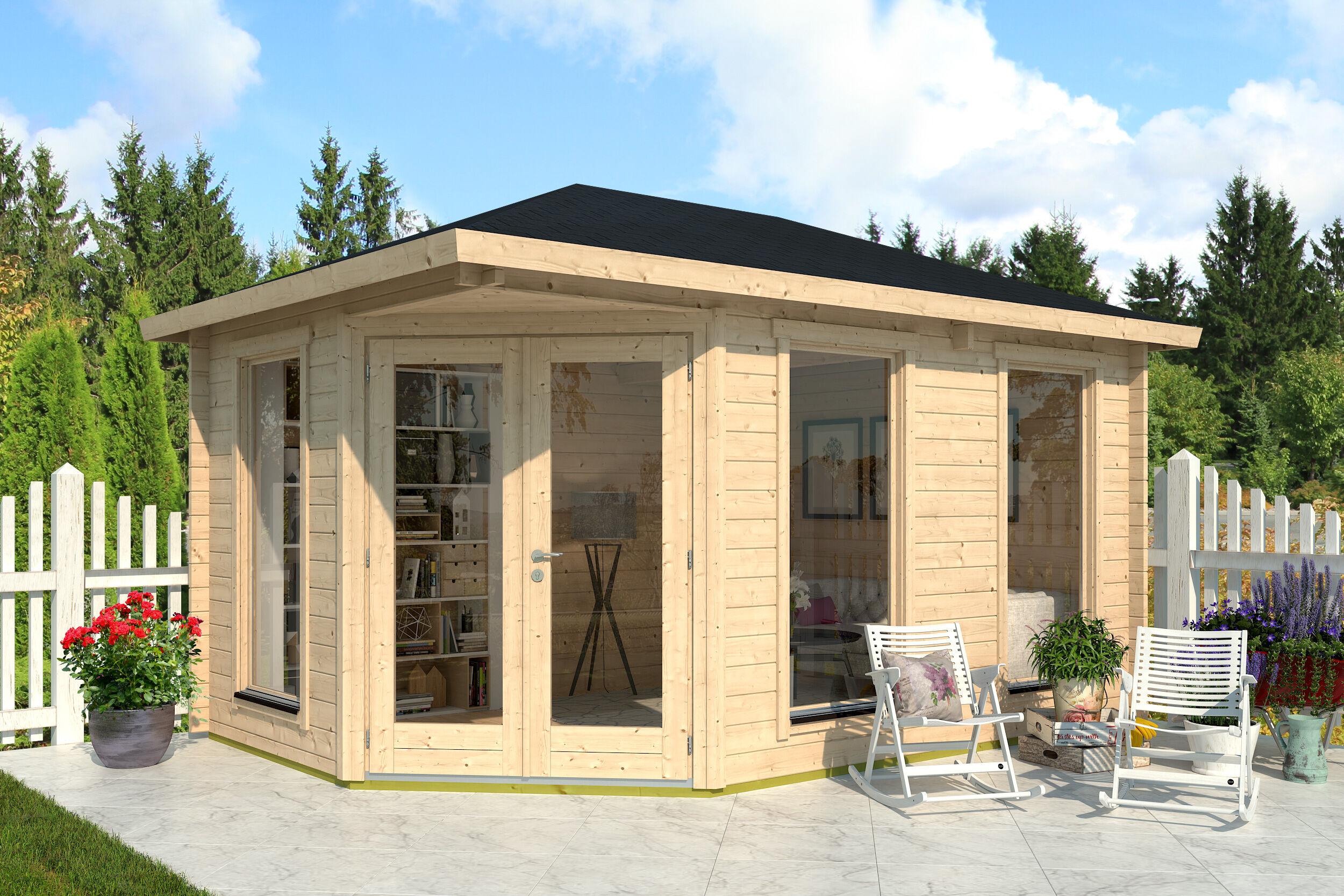 Fjordholz Gartenhaus Modell Lisa 44 B Modern 5x4m | Rabatt: 26 %