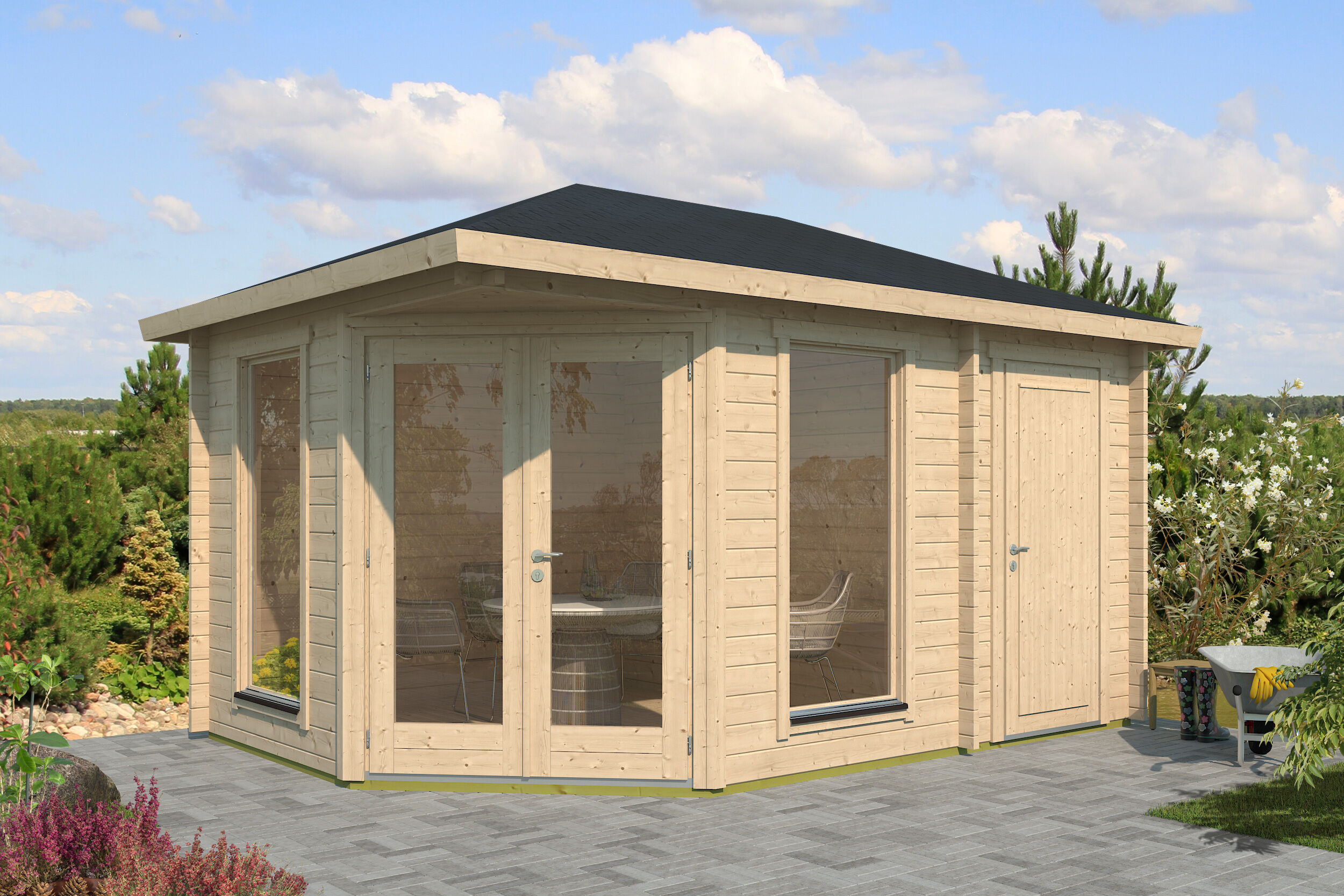 Fjordholz Gartenhaus Modell Lisa 44 C Modern 5x4m | Rabatt: 26 %