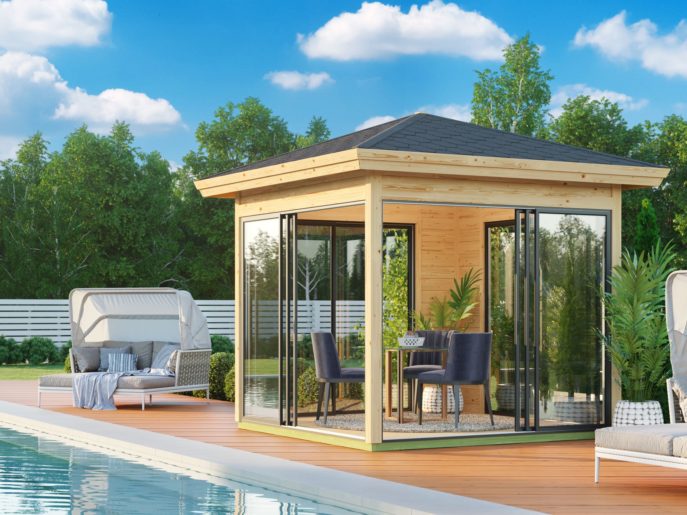 Fjordholz Glaspavillon Modell Alu 44 D | Rabatt: 26 %