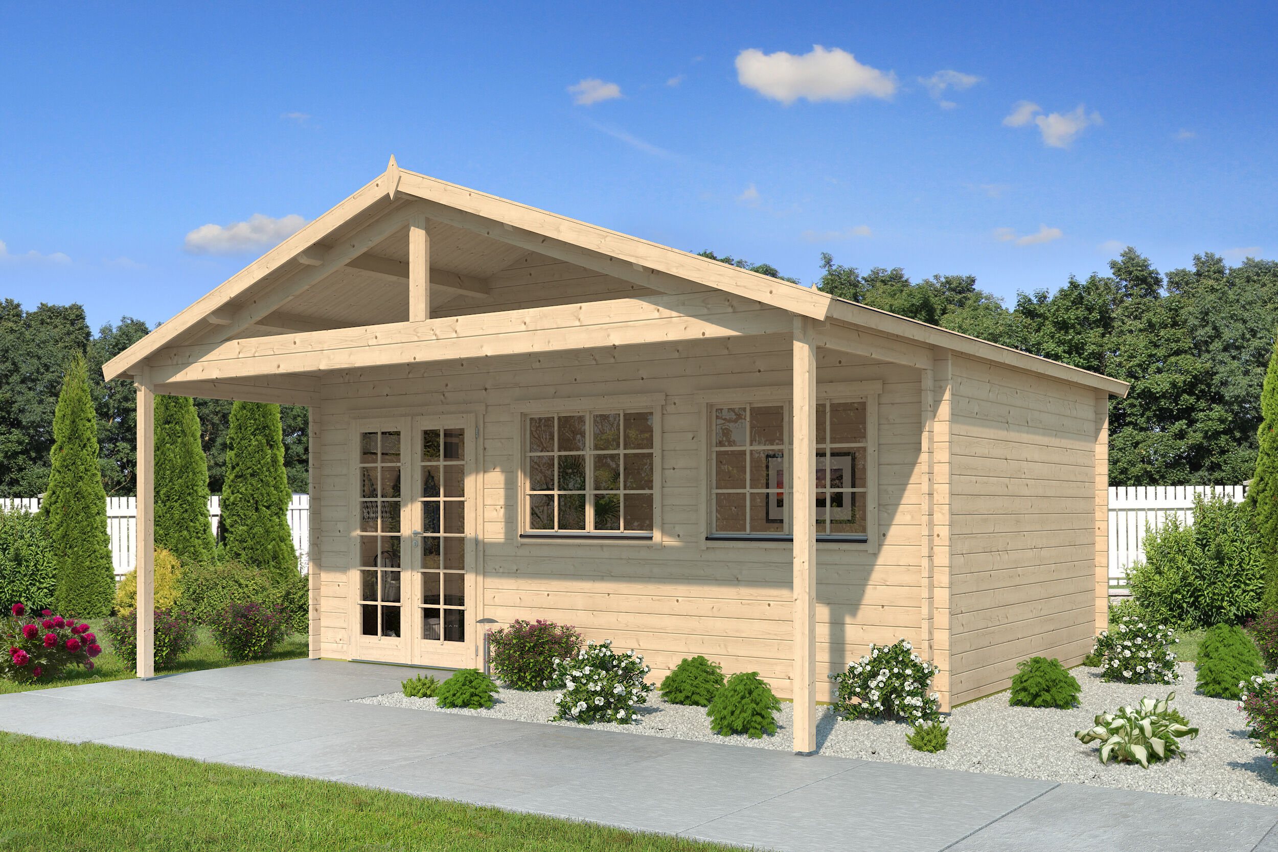 Fjordholz Gartenhaus Modell Rolf 44 B mit Vordach 6x4m | Rabatt: 26 %