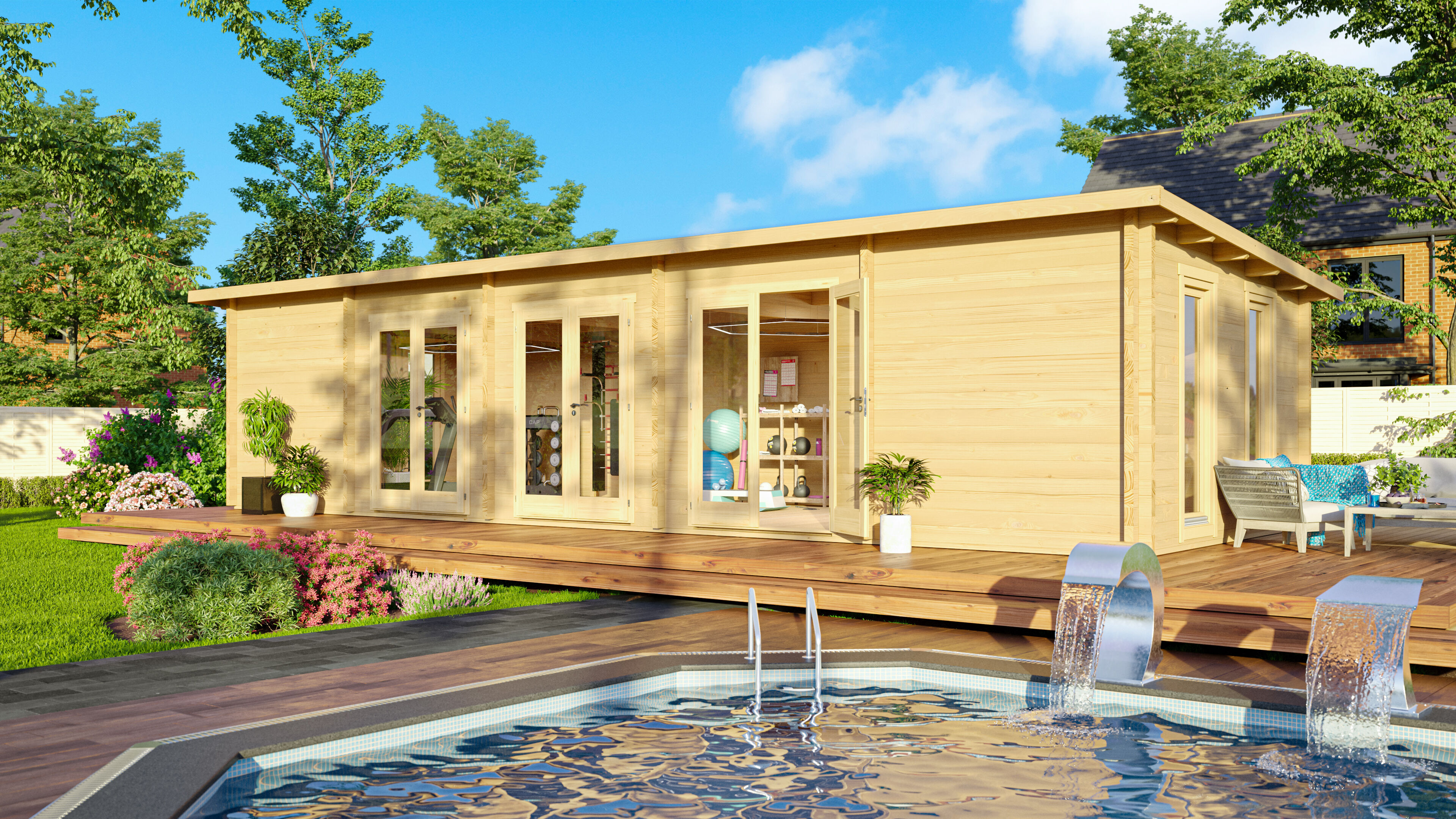 Fjordholz Gartenhaus Modell Game Room 70 10x4m | Rabatt: 26 %