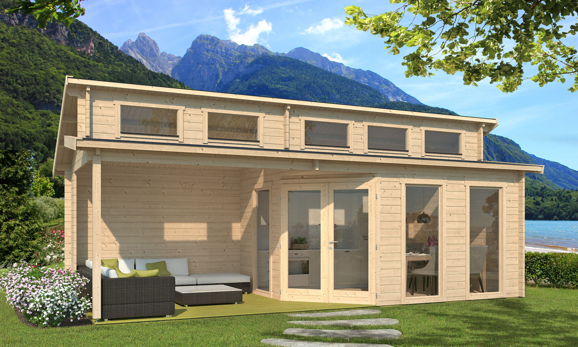 Fjordholz Gartenhaus Modell Kono 44 C 7x3m | Rabatt: 26 %