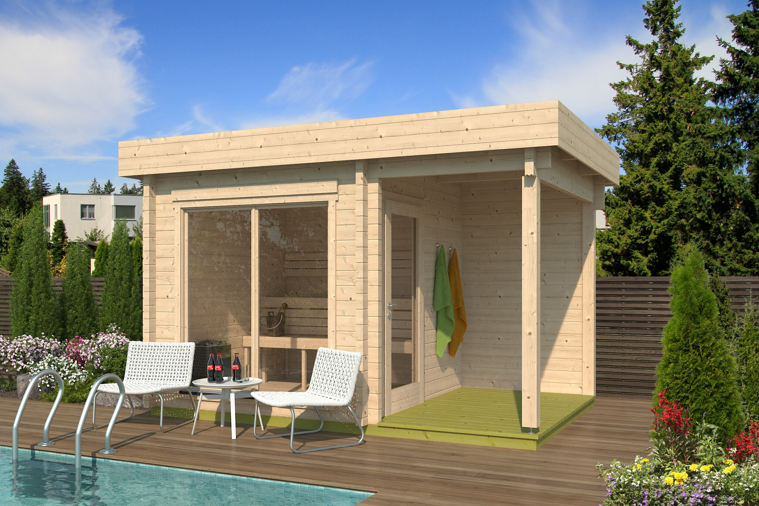 Fjordholz Saunahaus Modell Cube Klassik 70 B 7x3m | Rabatt: 26 %