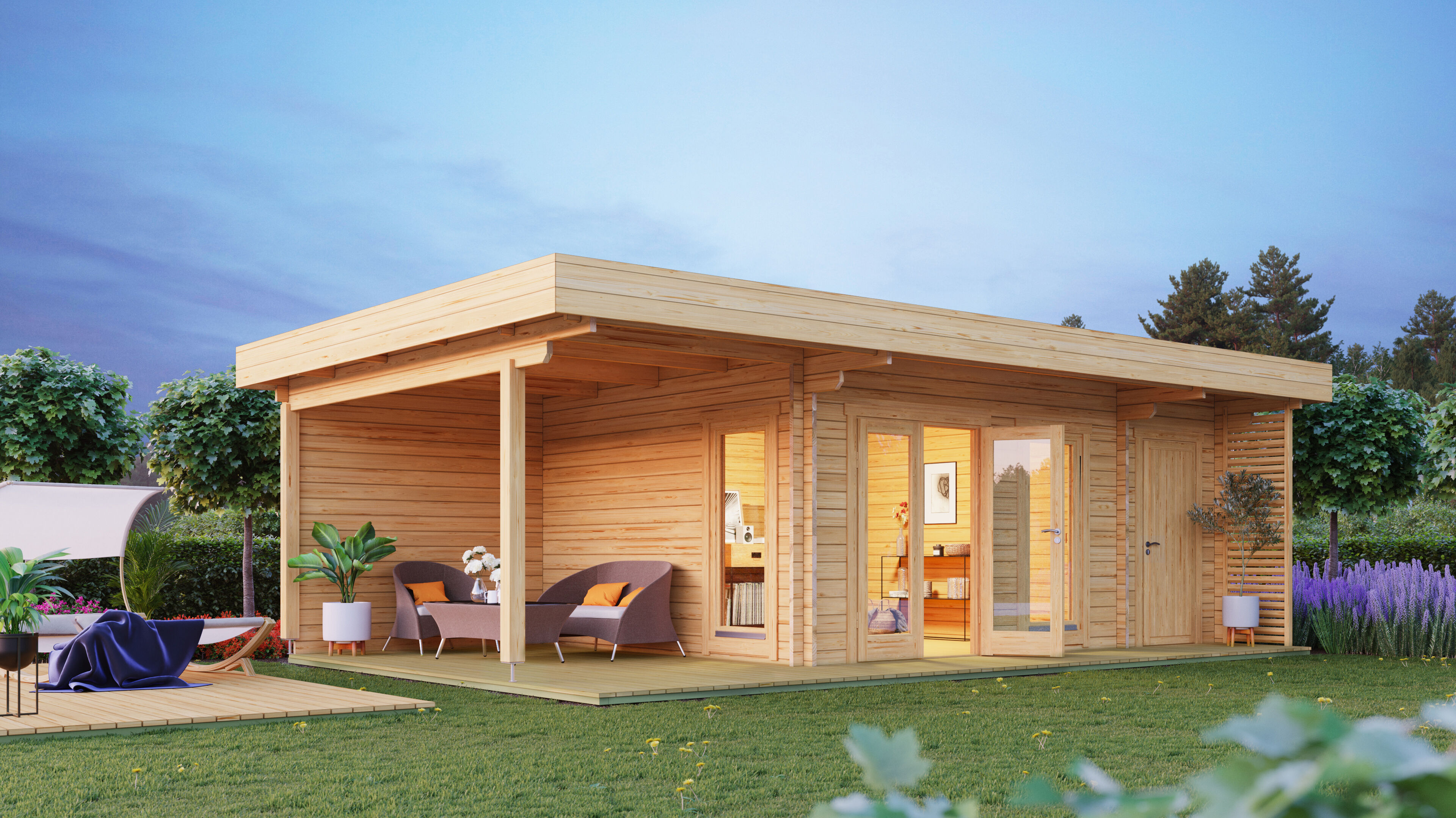 Gartenlounge Modell Petra 44 C mit Anbau 6x4m | Rabatt: 26 %