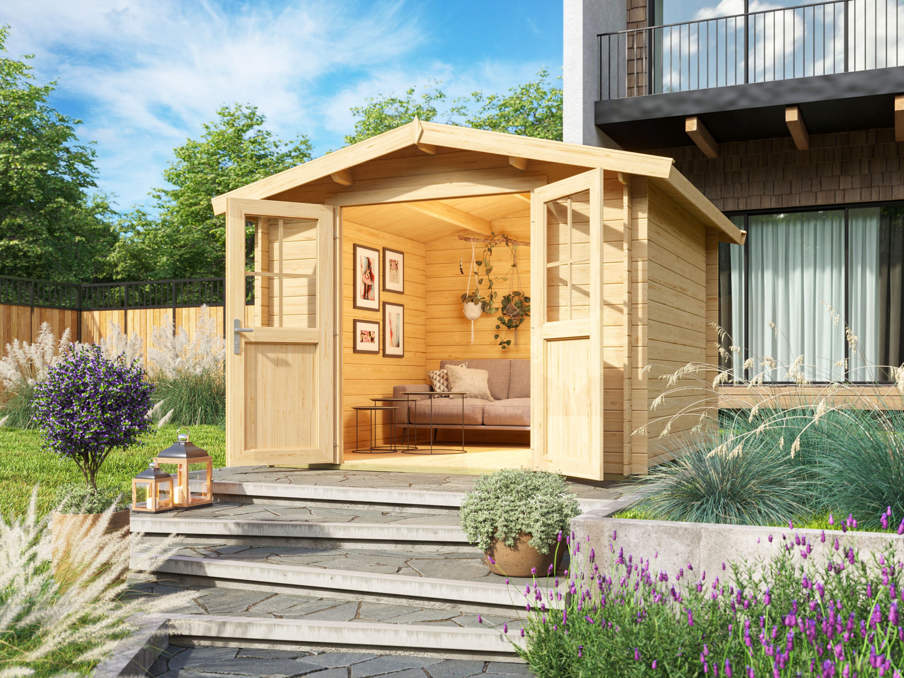 Fjordholz Satteldach Gartenhaus Modell Eliza 3D 3x3m | Rabatt: 26 %