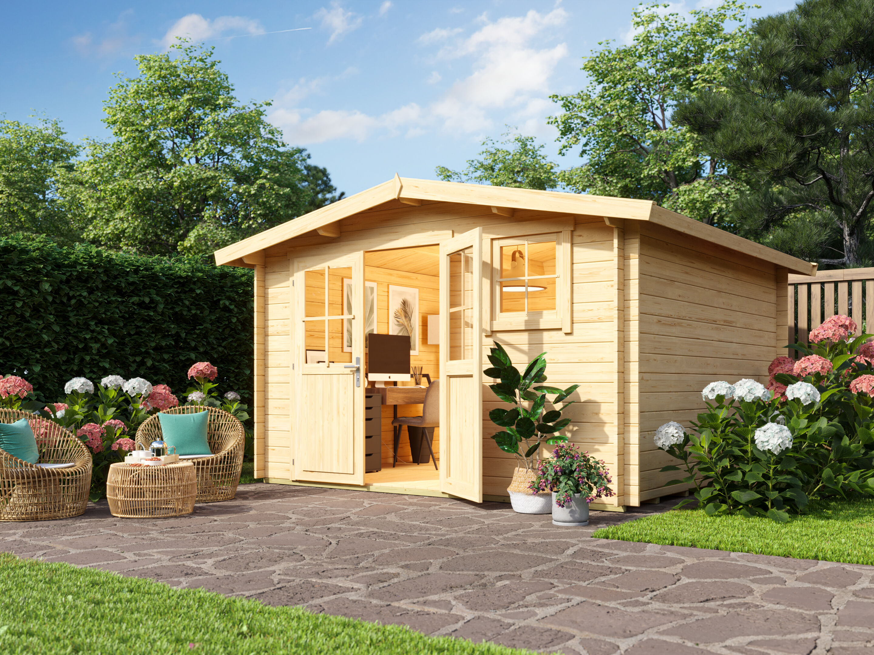 Fjordholz Satteldach Gartenhaus Modell Eliza 5F 3x3m | Rabatt: 26 %