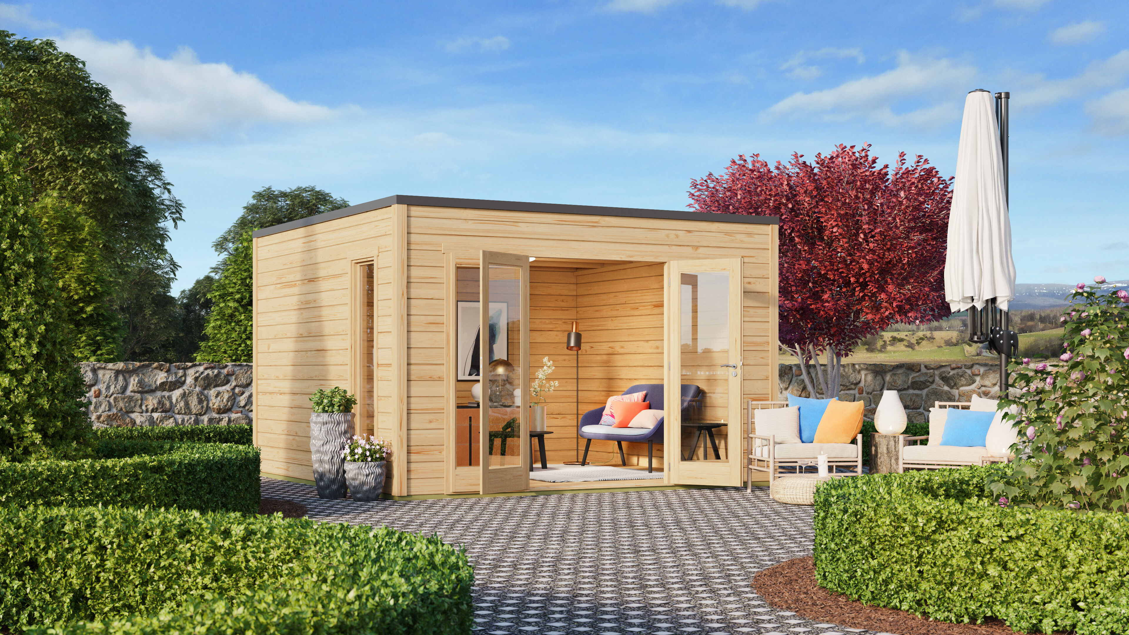 Fjordholz Gartenhaus Modell Q-BIC 44 A 5x4m | Rabatt: 26 %
