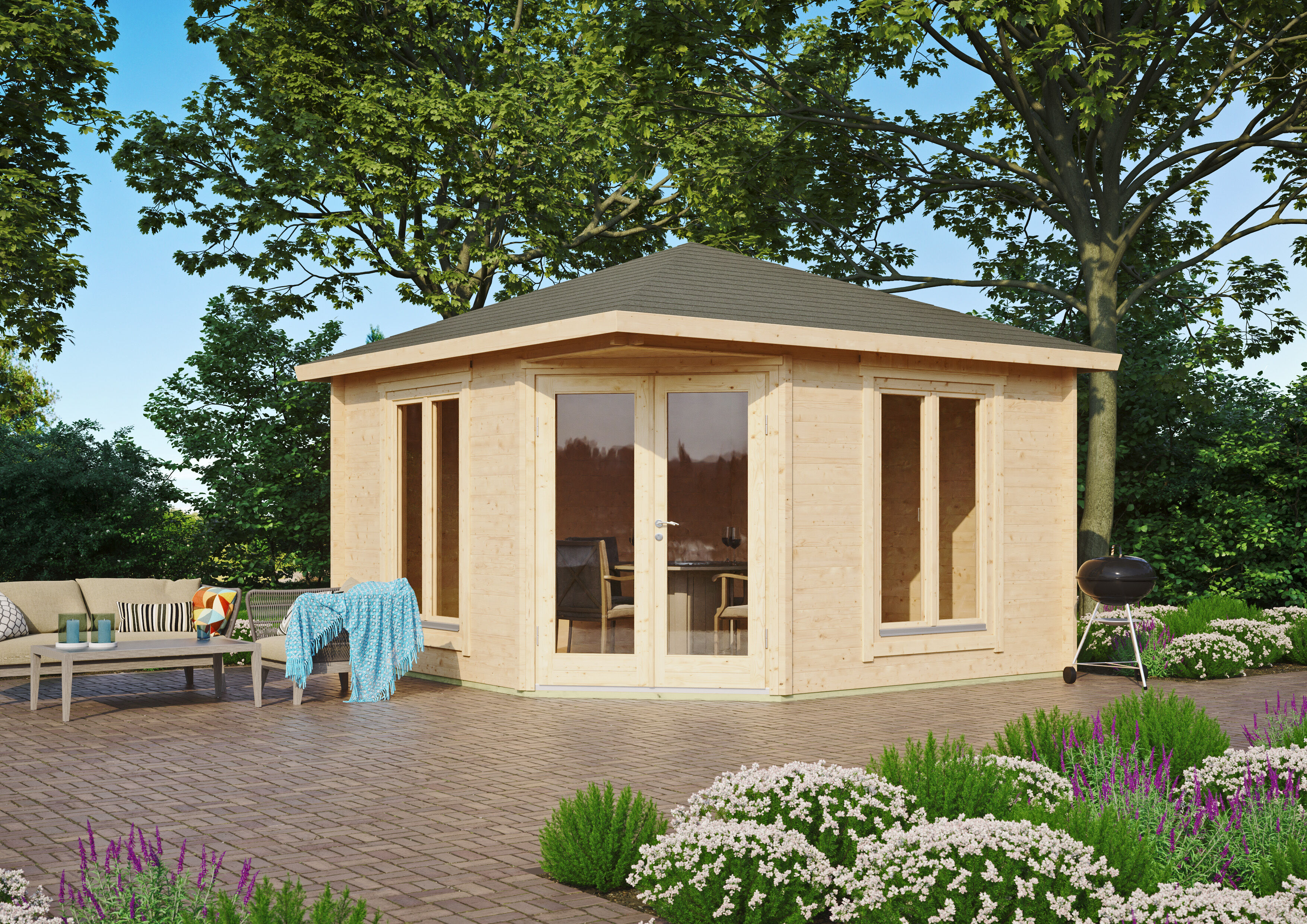 Fjordholz Gartenhaus Modell Cati 44 Modern 4x4m | Rabatt: 26 %