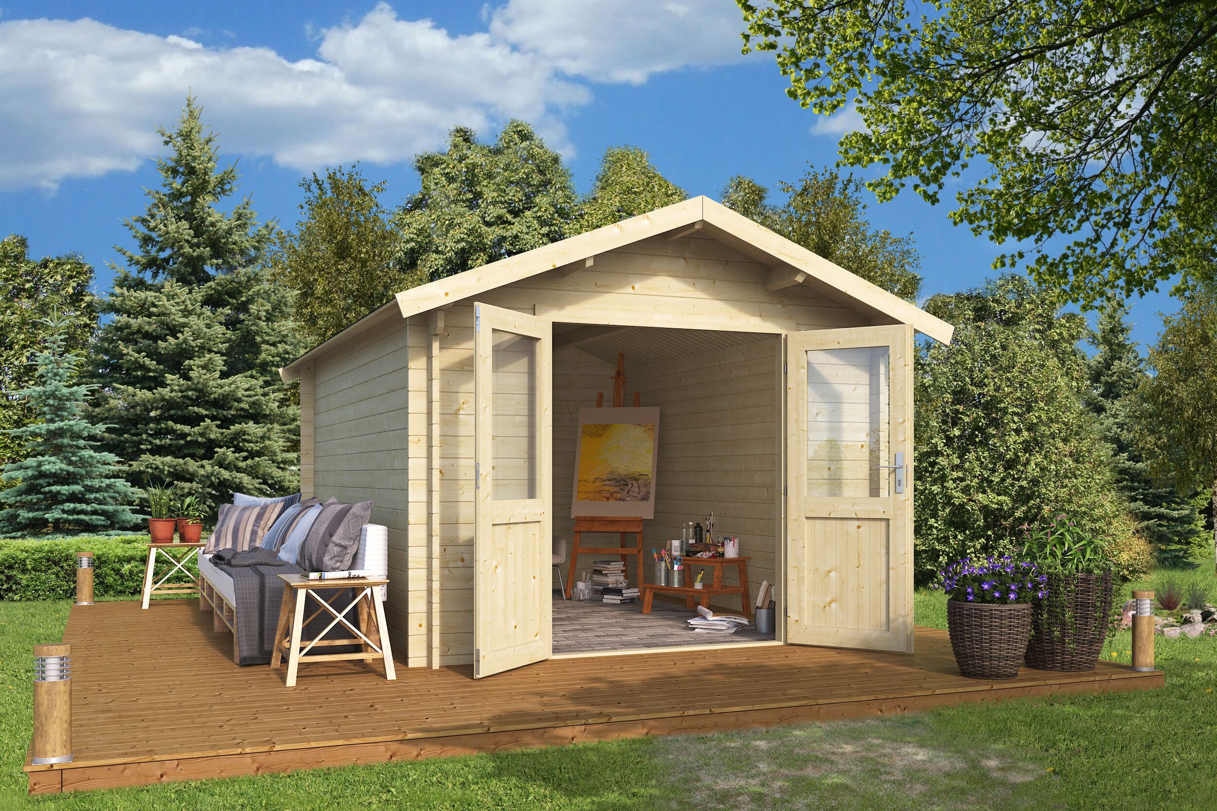 Fjordholz Satteldach Gartenhaus Modell Leipzig 44 4x3m | Rabatt: 26 %