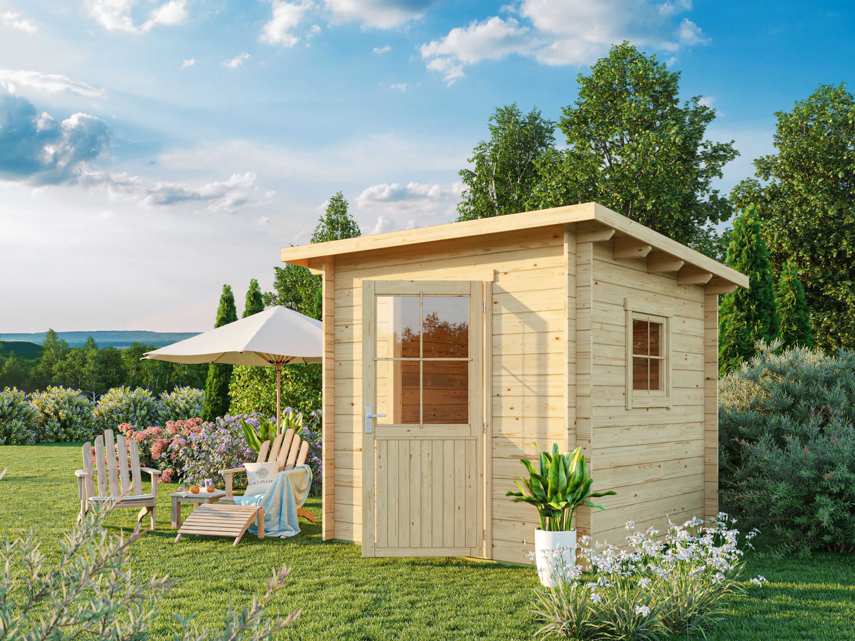 Fjordholz Pultdach Gartenhaus Modell Ezra 1C 2x2m | Rabatt: 26 %