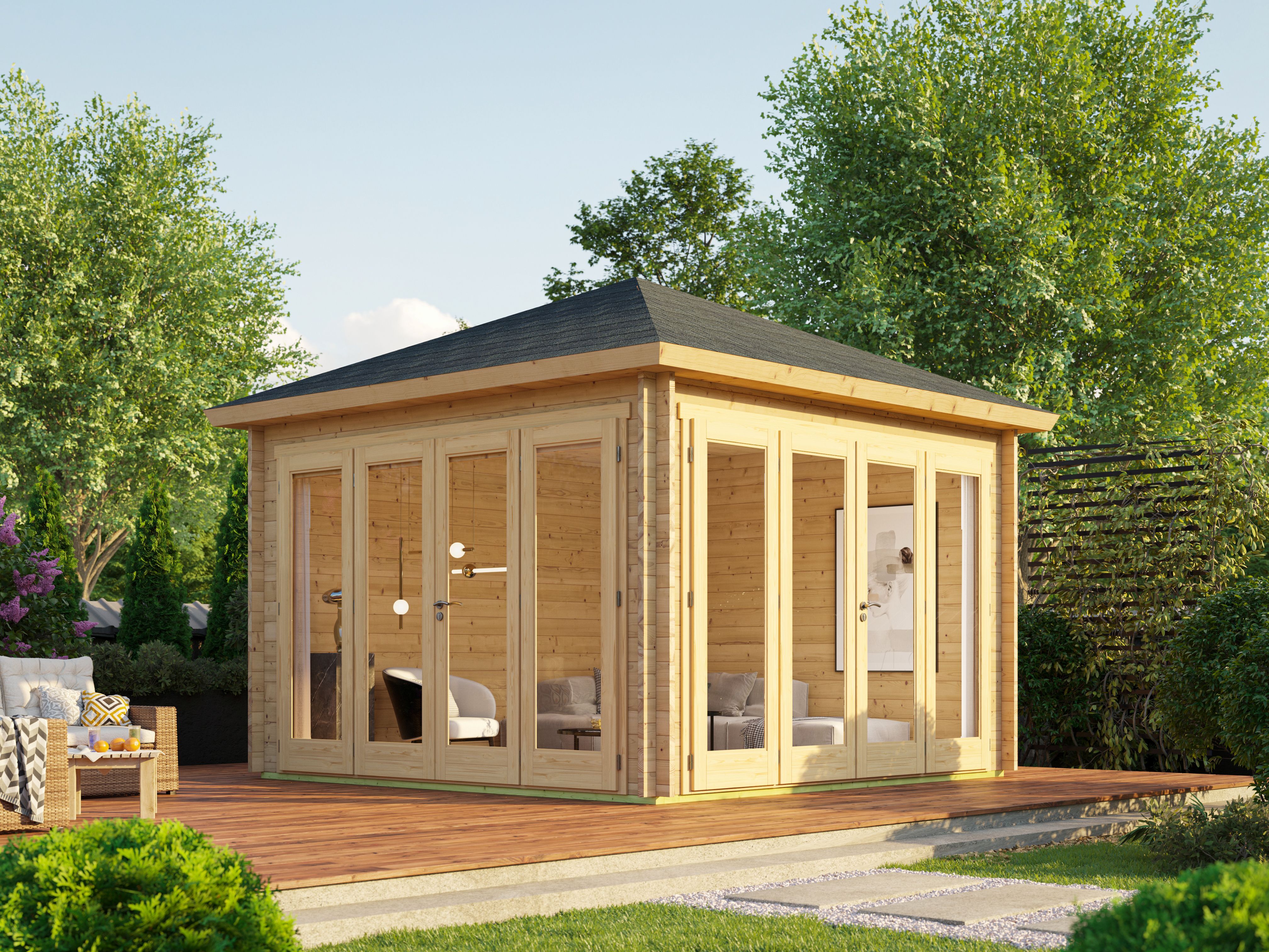 Fjordholz Gartenlounge Modell Kiano 44 G 4x3m | Rabatt: 26 %