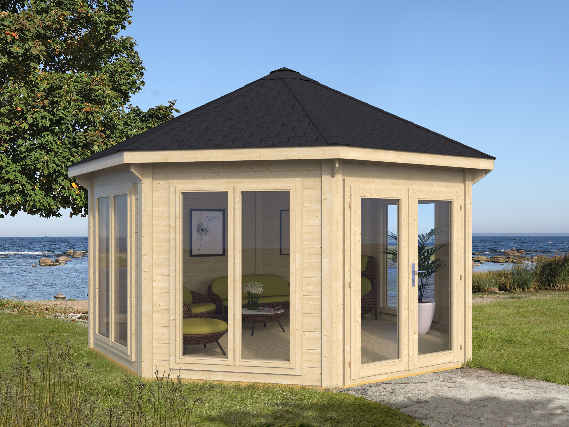 Gartenpavillon Modell Modern 12 m² mit 4 Fenstern 4x3m | Rabatt: 26 %