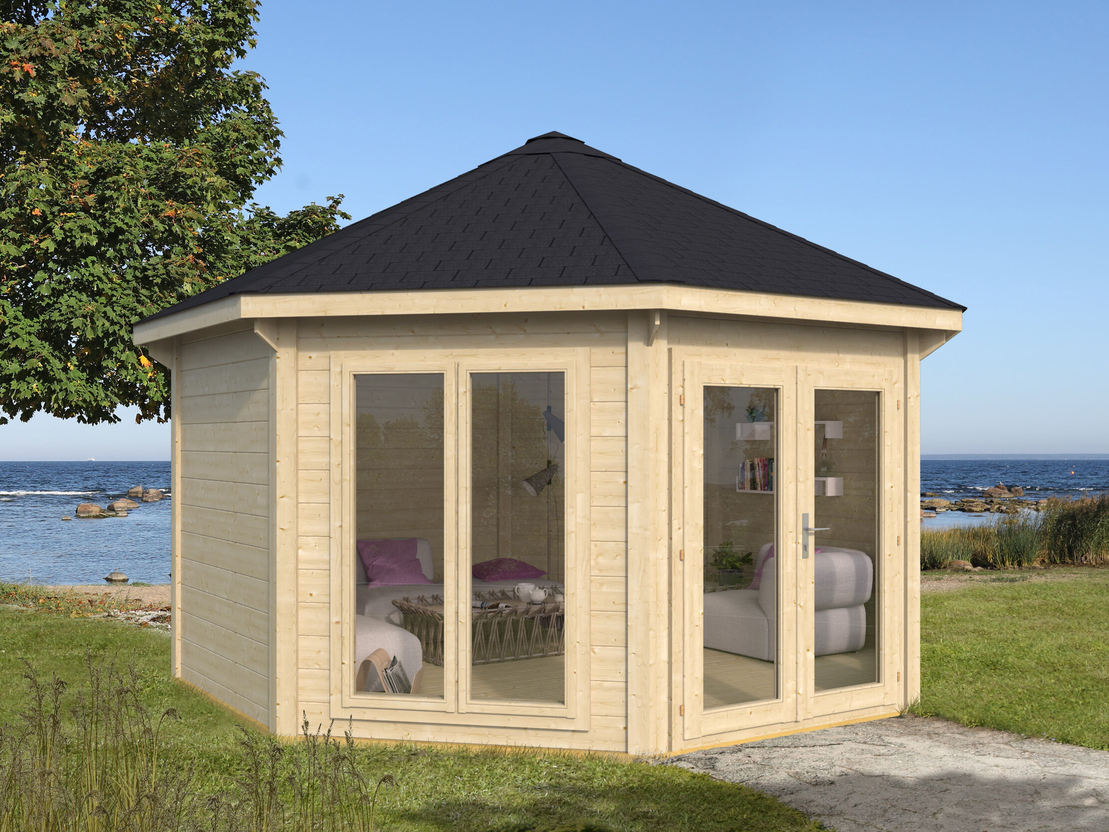 Gartenpavillon Modell Modern 17 m² mit 2 Fenstern 4x4m | Rabatt: 26 %